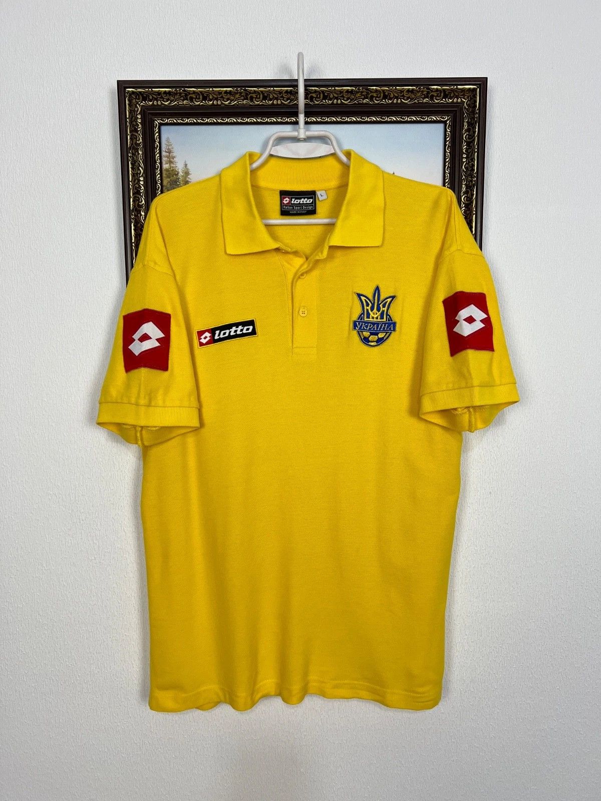 Lotto Sport Vintage Ukraine Football Train Polo Shirt Soccer Jersey Size US L / EU 52-54 / 3 - 1 Thumbnail