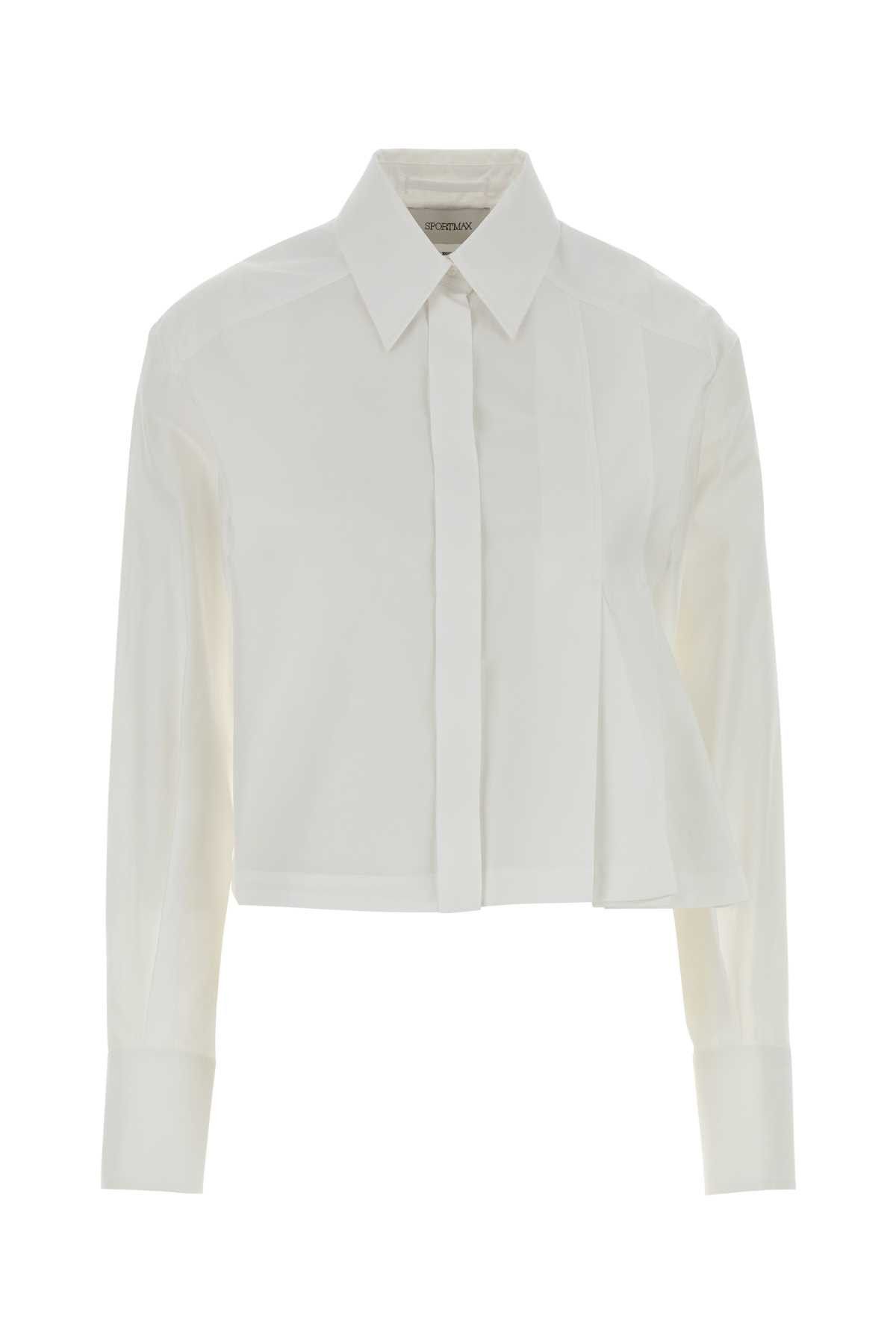 Sportmax White Poplin Certo Shirt Size M / US 6-8 / IT 42-44 - 1 Thumbnail
