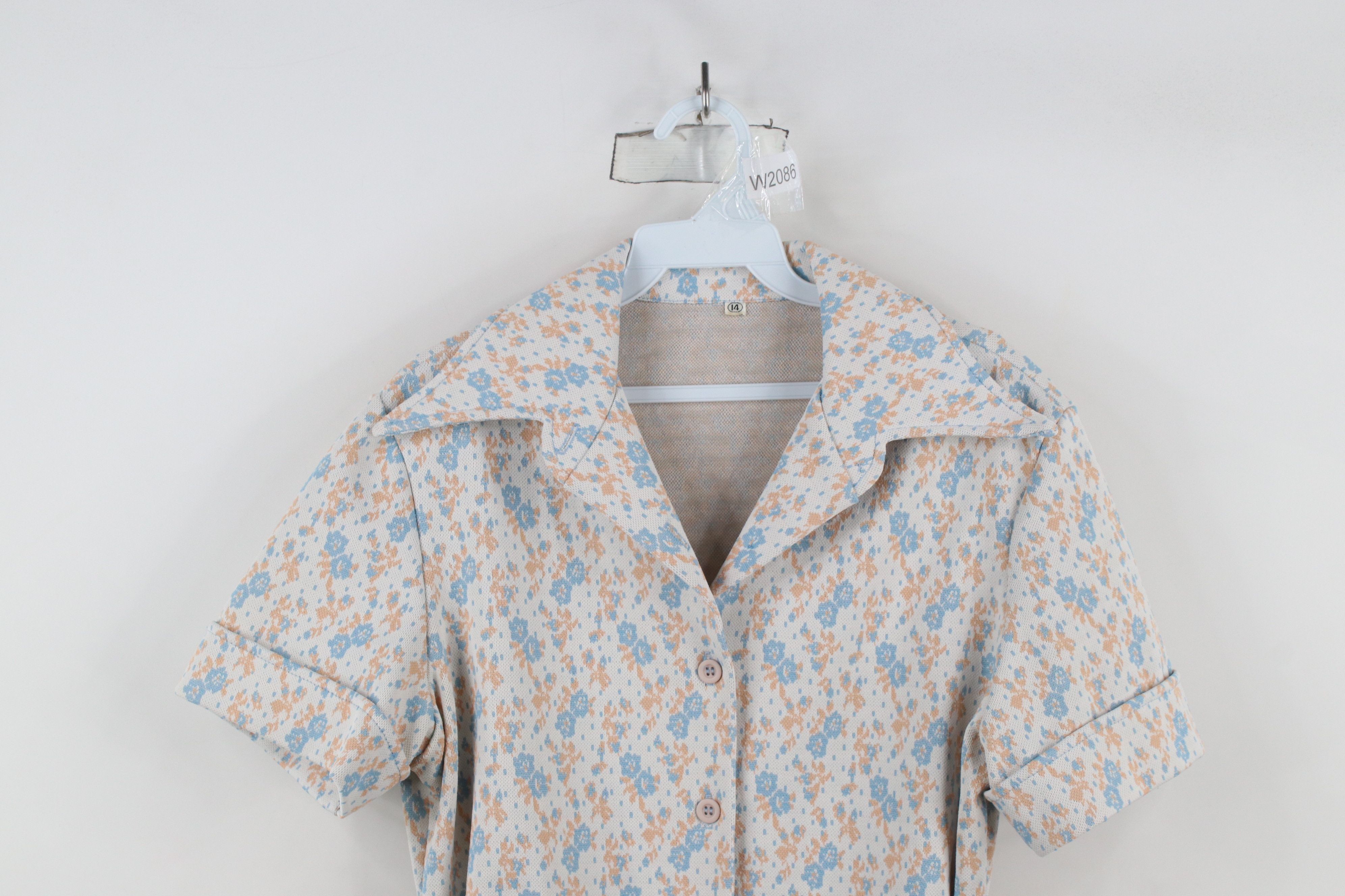 Vintage Vintage 70s Mid Century Modern MCM Knit Belted Button Shirt Size XL / US 12-14 / IT 48-50 - 2 Thumbnail