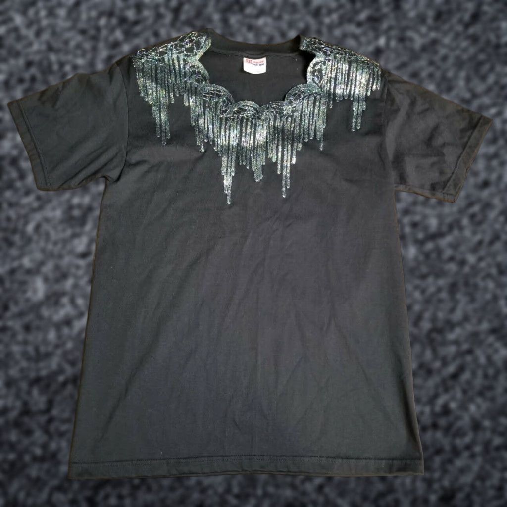 Hanes VINTAGE Hanes Shirt Mens M 1990s Glitter Drip Puff Paint Christmas New Year's Black 90s Mens M Shirt Size M / US 6-8 / IT 42-44 - 1 Thumbnail