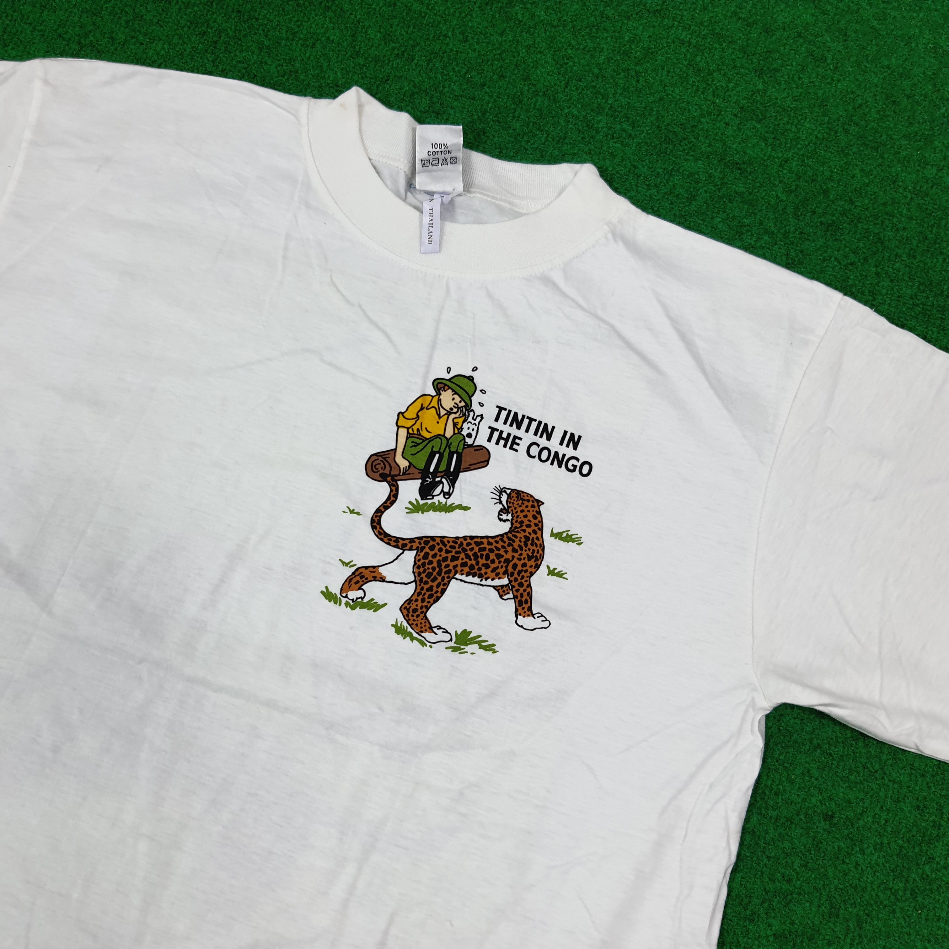 Vintage Vintage 90s Tintin in the Congo Comic Graphic Tee C276N3 Size US L / EU 52-54 / 3 - 4 Thumbnail
