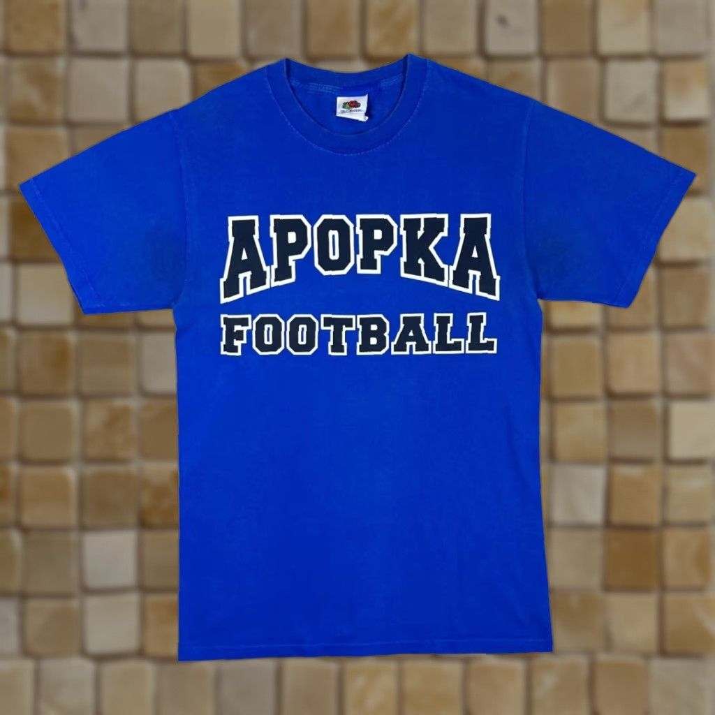 Fruit Of The Loom APOPKA FOOTBALL "State Champs" College Sports Graphic Blue T-Shirt Small Mens Shirt Small Blue Graphic print to front and back 90s style? Size US S / EU 44-46 / 1 - 1 Thumbnail