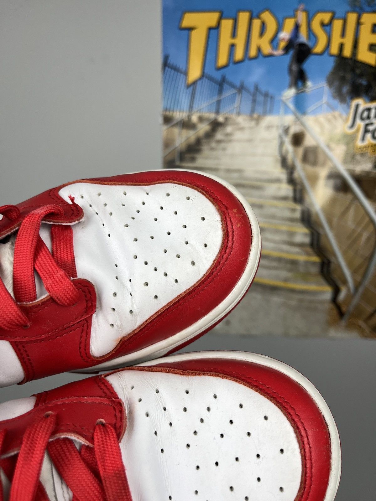 Nike ➕ Nike dunk university red high top sneakers streetwear hype Size US 8 / EU 41 - 4 Thumbnail