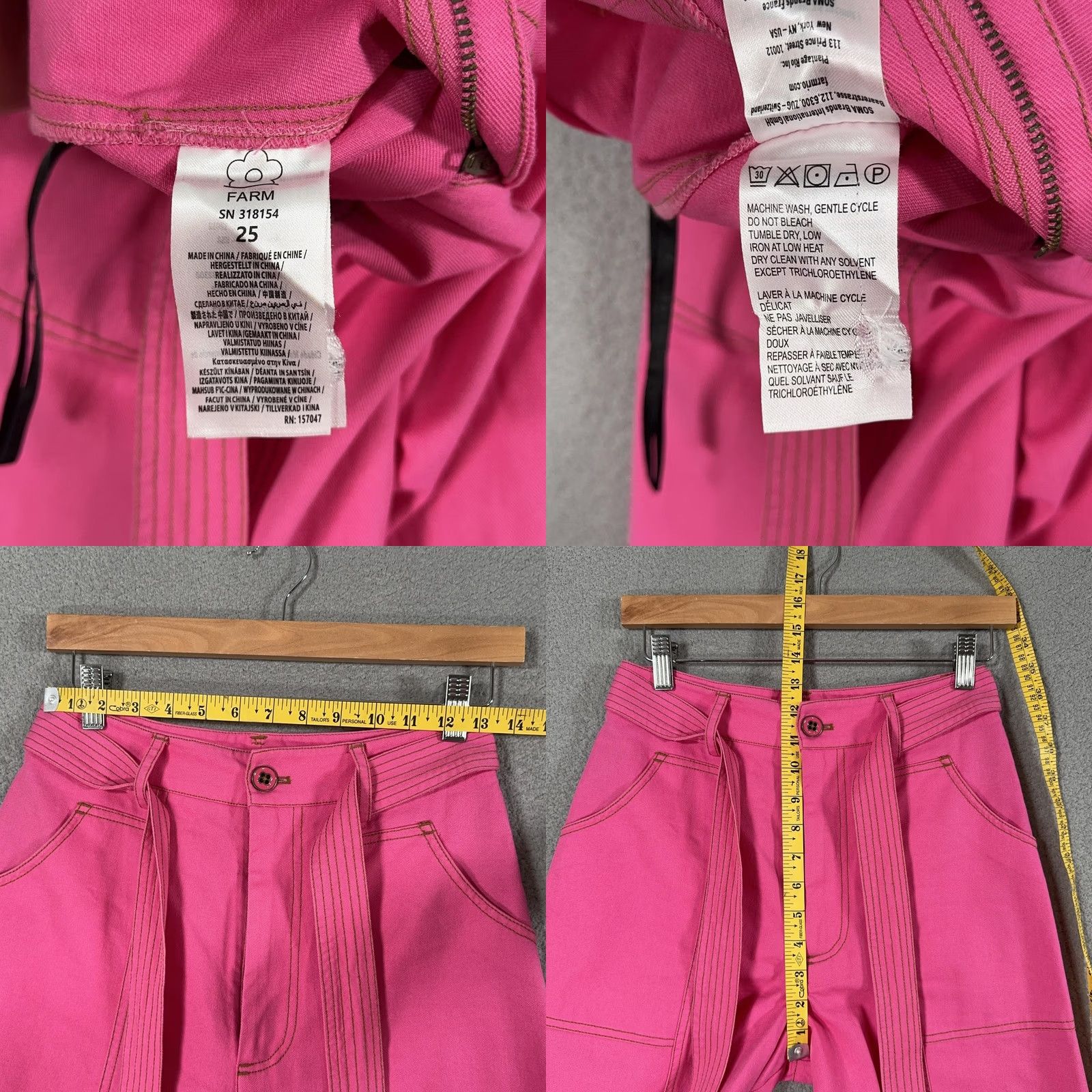 Farm Rio Farm Rio Pants Womens 25 Pink Wide Leg Belted High Rise Chino Twill Utility Pants Womens Pink Chino Wide-Leg Belted High Rise 25 Mens Womens Girls? Size 42" / US 20 - 8 Thumbnail