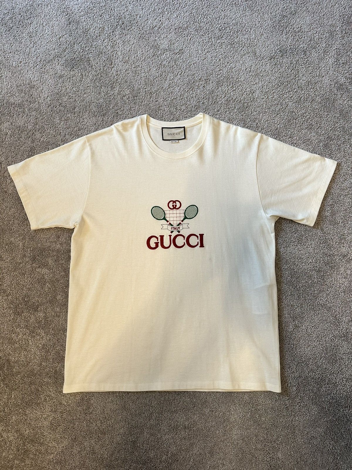 image of Gucci Tennis Italy Tee in Beige, Men's (Size XL)