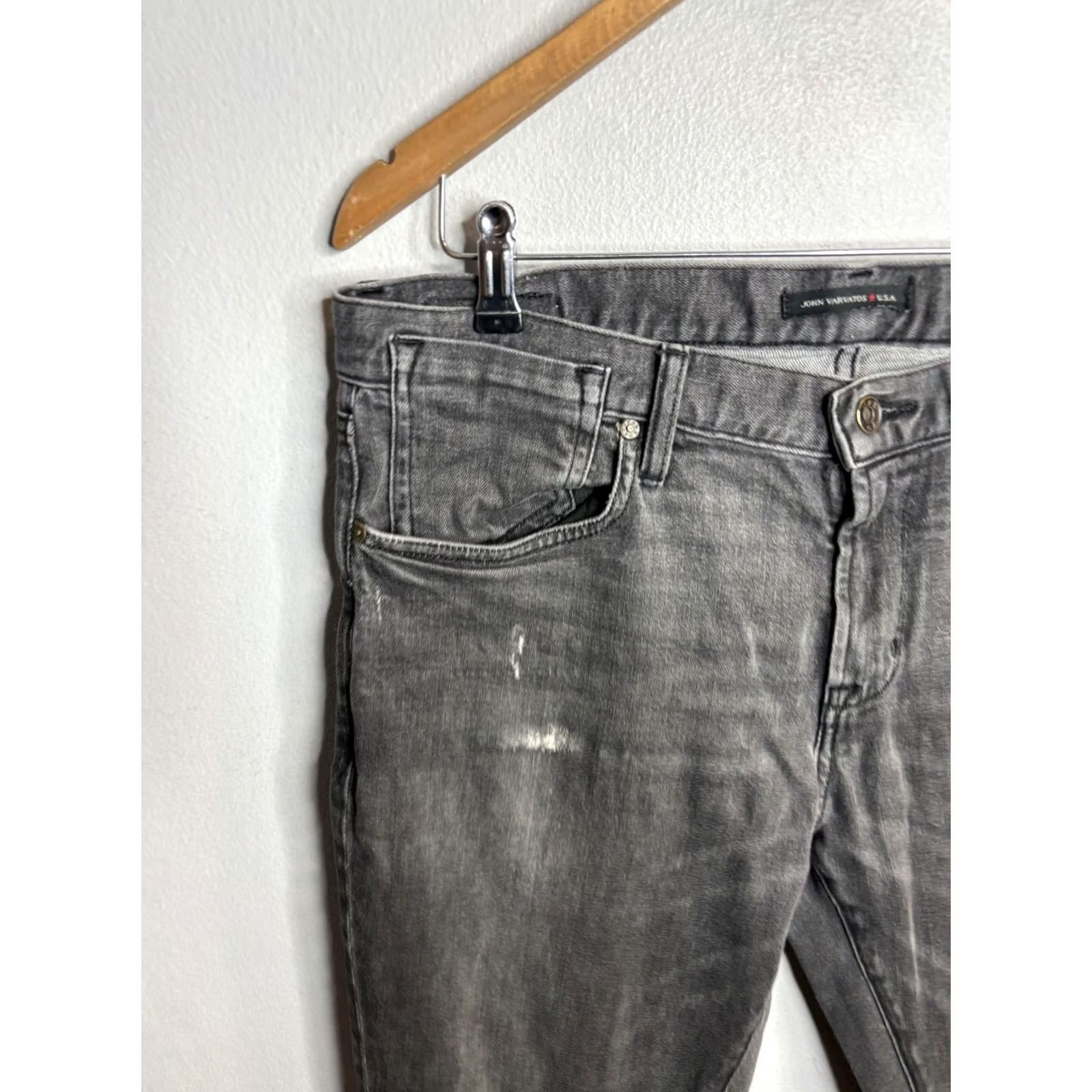 John Varvatos John Varvatos Jeans Mens 34 Slim Fit Black Gray Distressed Denim USA Designer Size US 34 / EU 50 - 5 Thumbnail