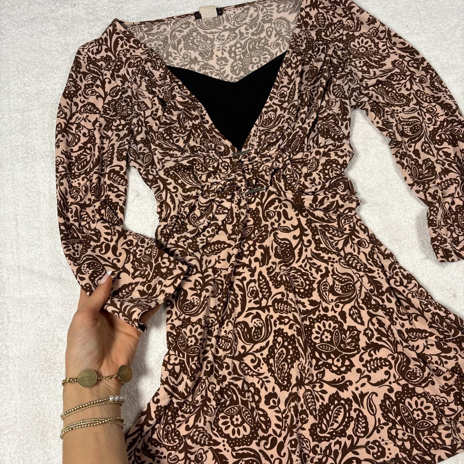 Other vintage office siren brown an pink blouse with ring detail Size L / US 10 / IT 46 - 3 Thumbnail