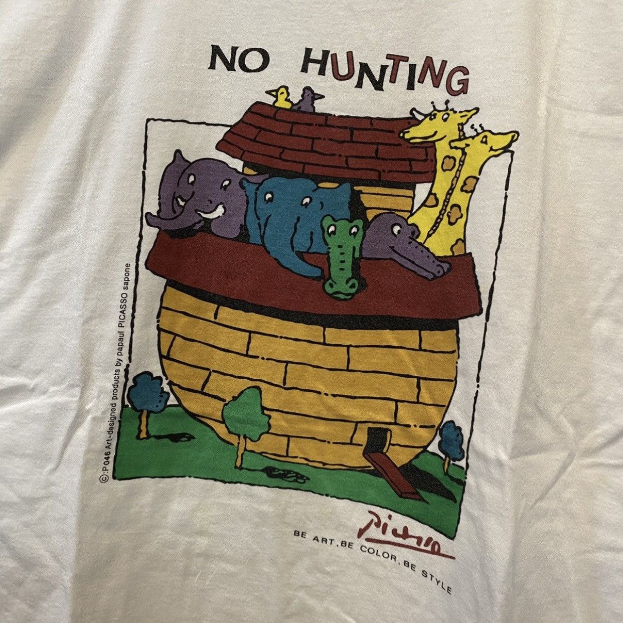 Vintage Vintage Art Papaul Picasso Sapone No Hunting tee shirt Size US L / EU 52-54 / 3 - 5 Thumbnail