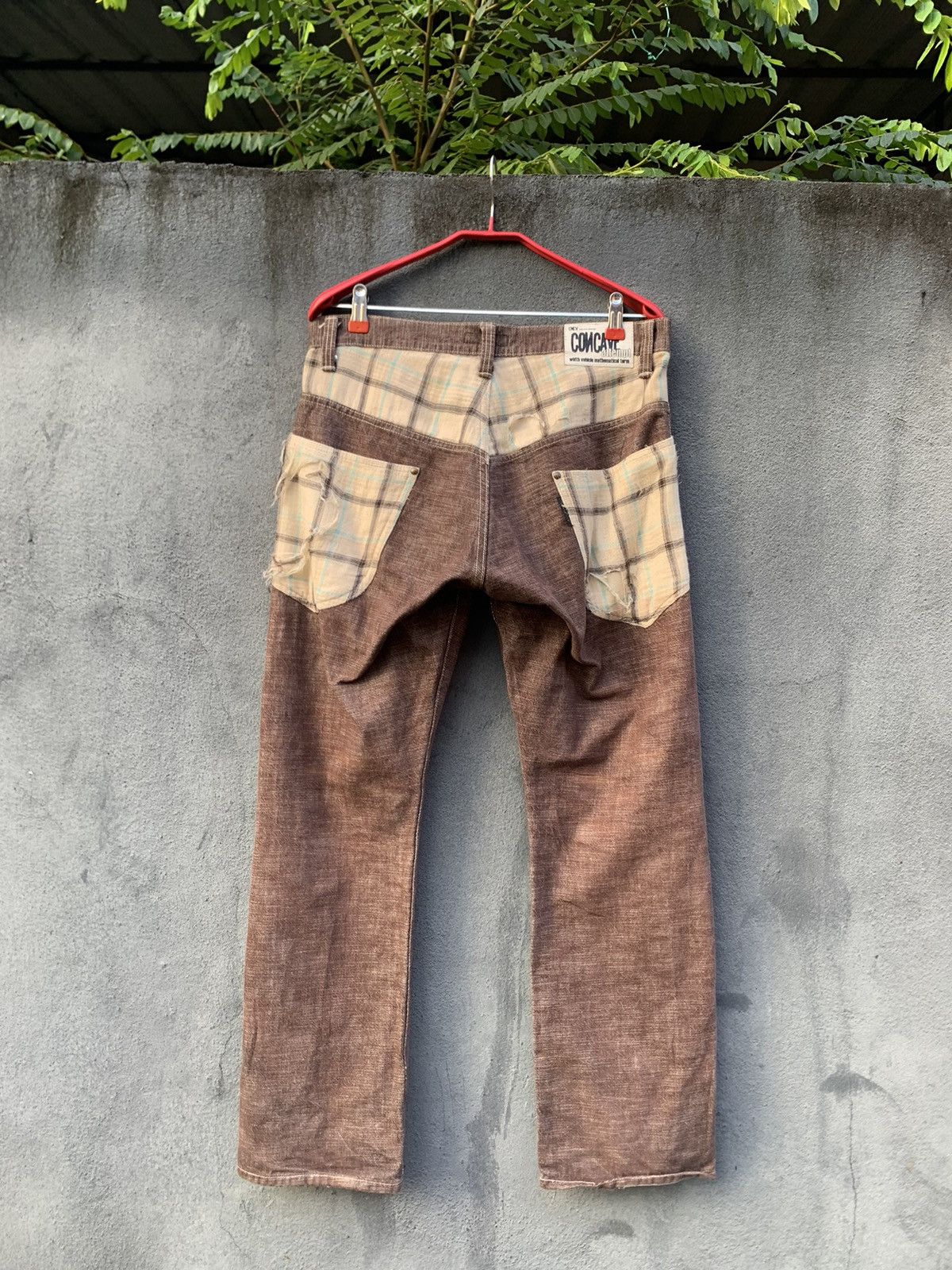 Vintage 👹VINTAGE CONCAVE DISTRESSED POCKET BROWN DENIM Size US 31 - 1 Thumbnail