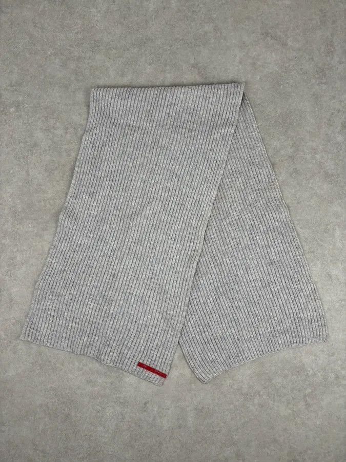 Prada 2000s Prada Linea Rossa Grey Wool Minimalist Scarf Size ONE SIZE - 2 Thumbnail