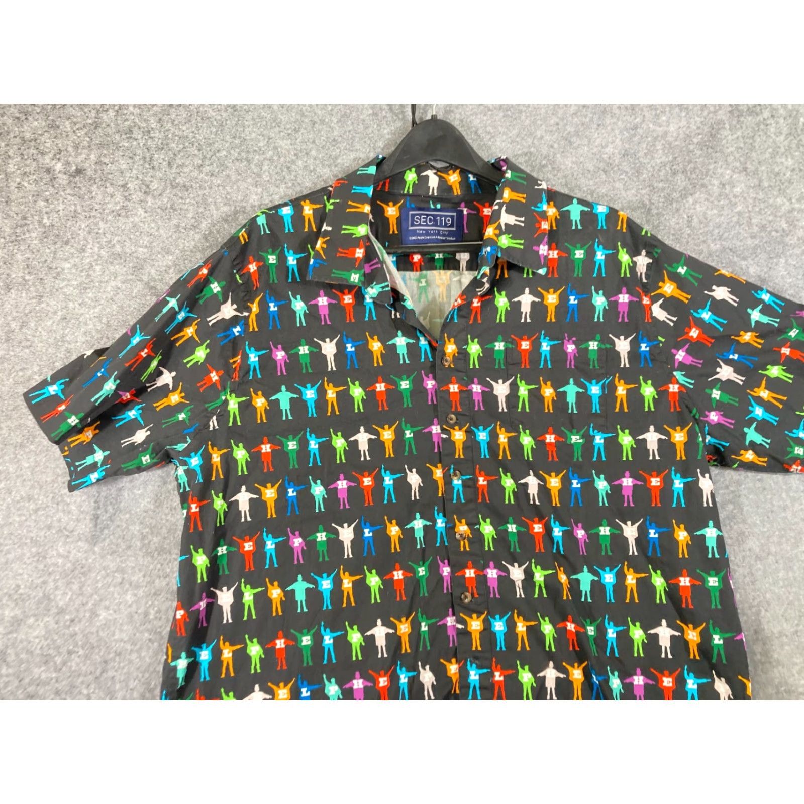 Vintage Section 119 Beatles Help Shirt Womens 3XL Black Graphic Rock & Roll Music Band Button Front Short Sleeve Size XXL / US 16-18 / IT 52-54 - 2 Thumbnail
