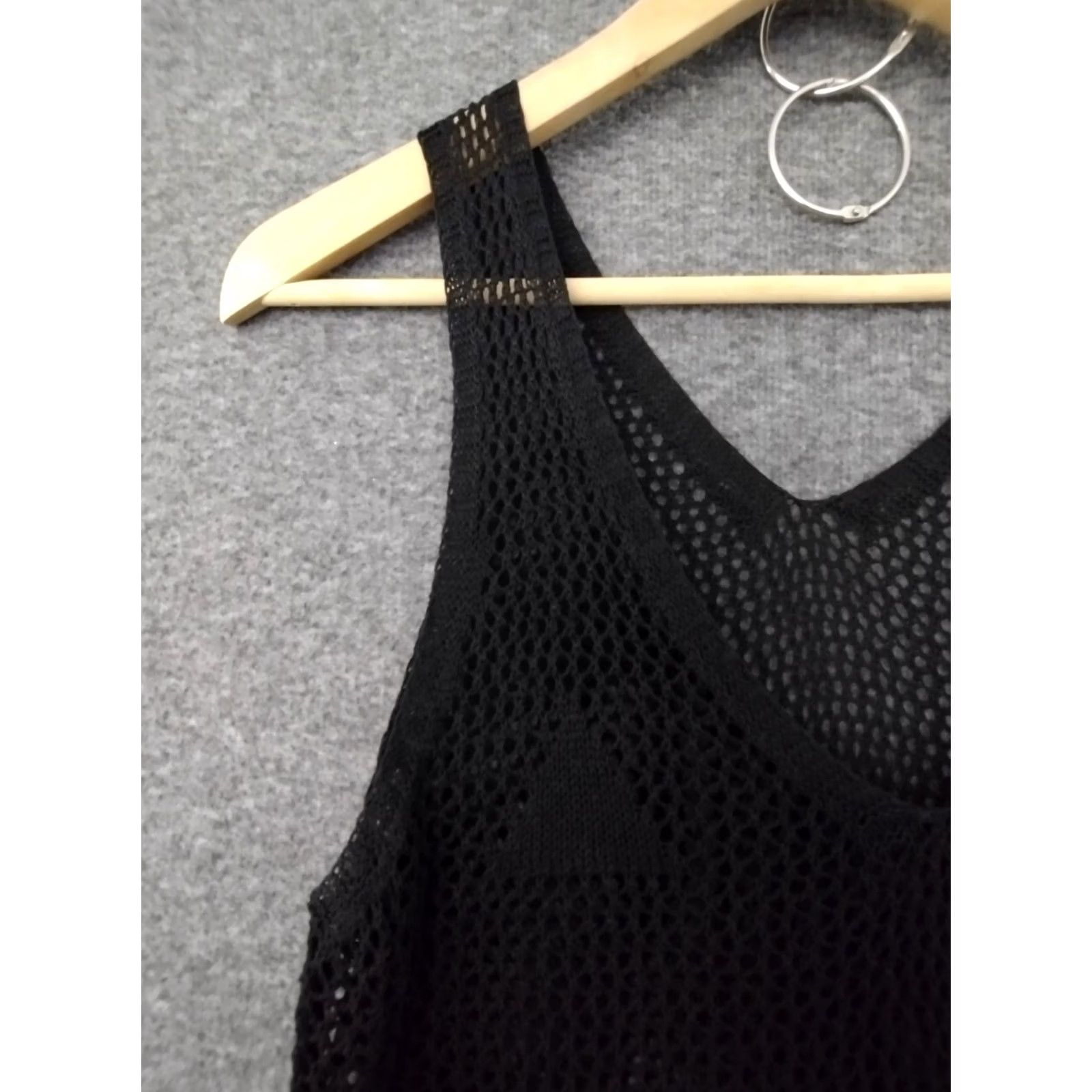 Vintage Codigo Women's Crochet Dress Long Knit Black S Sleeveless V-Neck Casual Bodycon Slim Size S / US 4 / IT 40 - 7 Thumbnail
