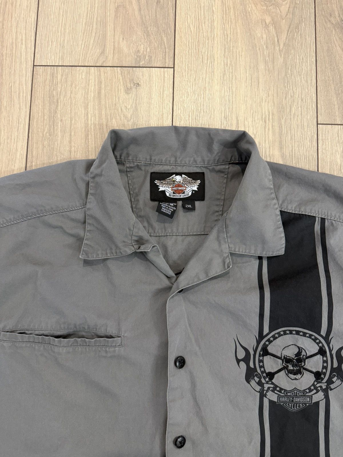 Harley Davidson Vintage Grey Harley Davidson Button-Up Shirt Size US XXL / EU 58 / 5 - 6 Thumbnail