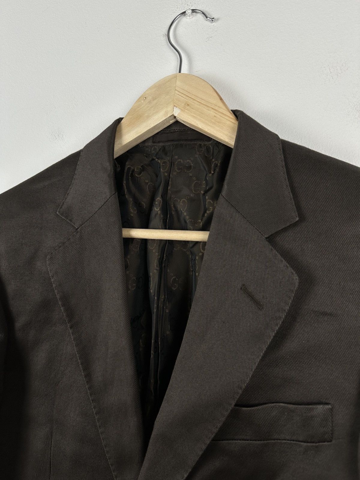 Designer × Gucci Gucci tom Ford brown blazer monogram inside made in Italy Size 46R - 4 Thumbnail