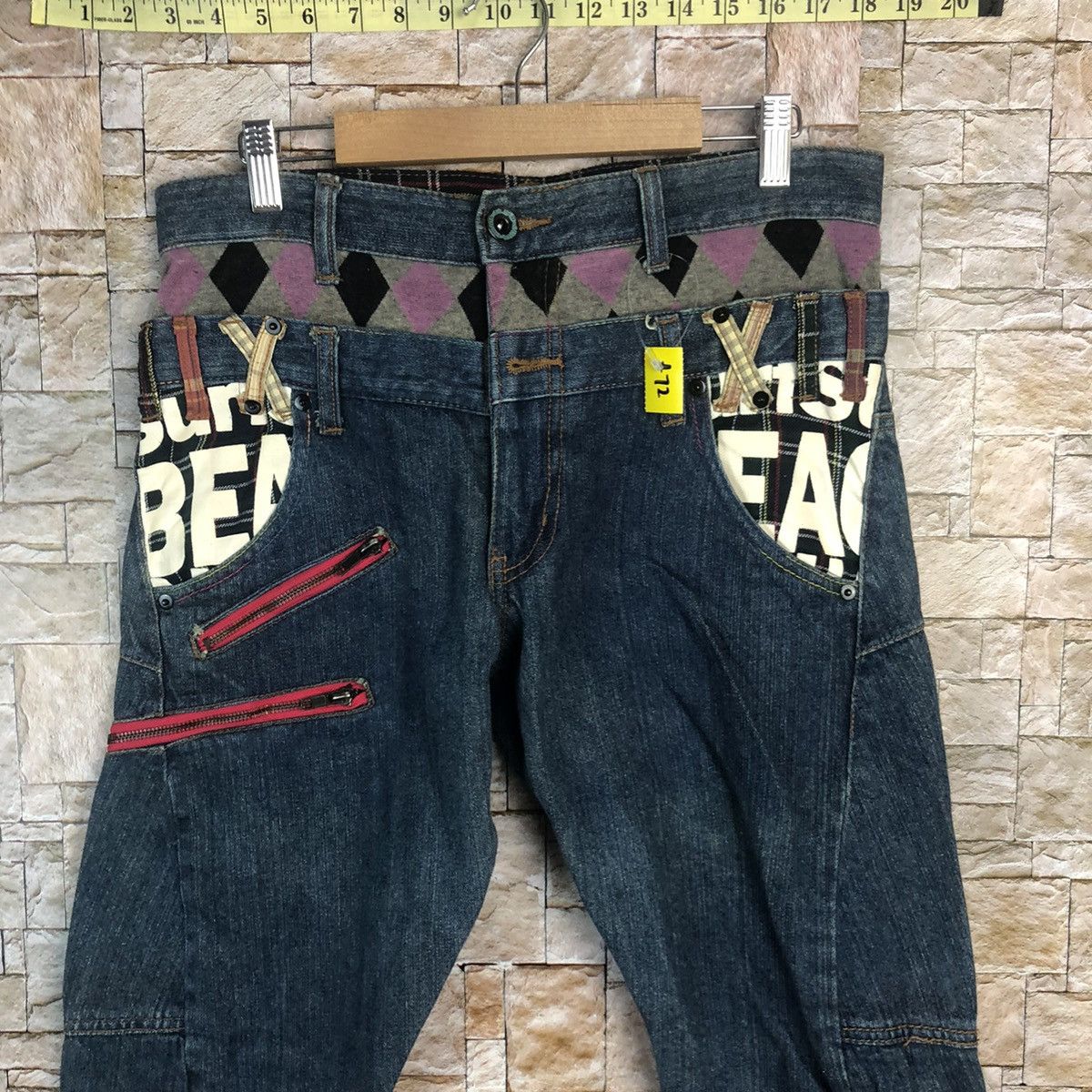 Other Surf Style Double Waist Blue Denim Pants #A72 Size US 31 - 5 Thumbnail