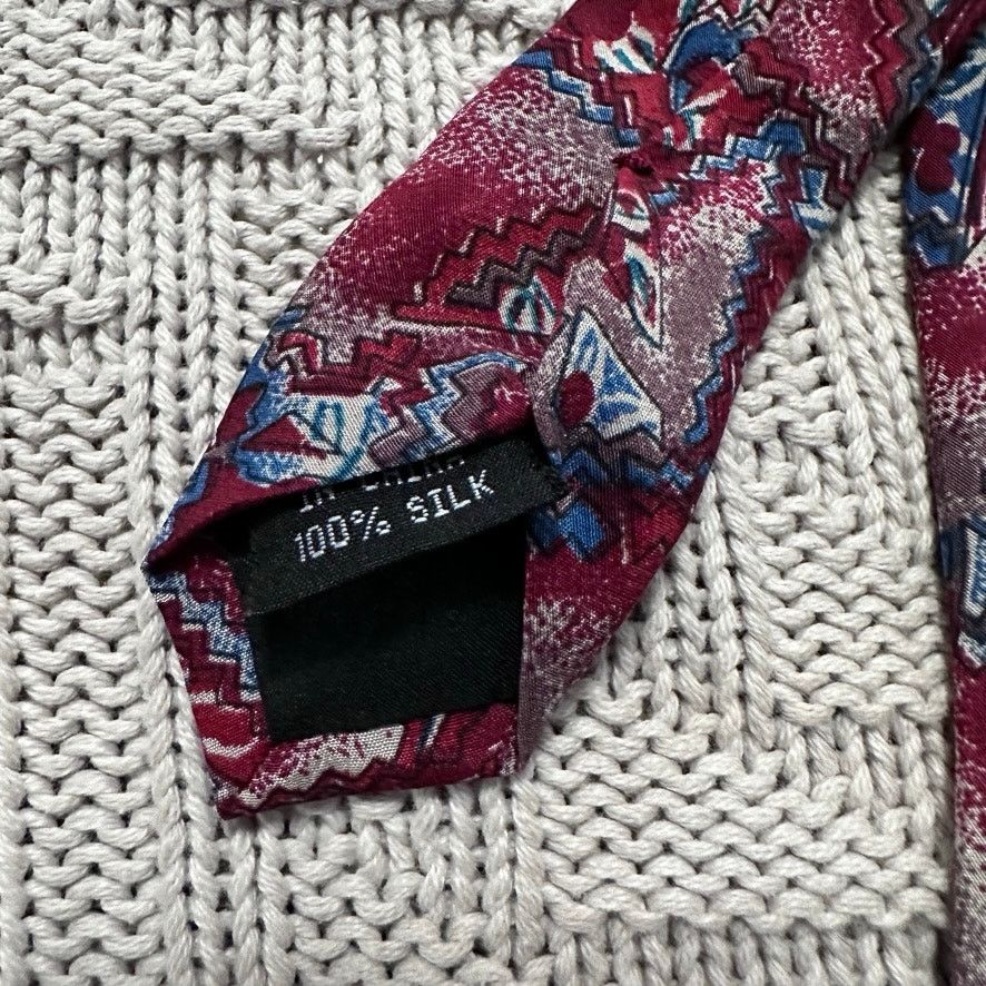 Oleg Cassini Vintage 80s Oleg Cassini red abstract silk tie Size ONE SIZE - 4 Thumbnail