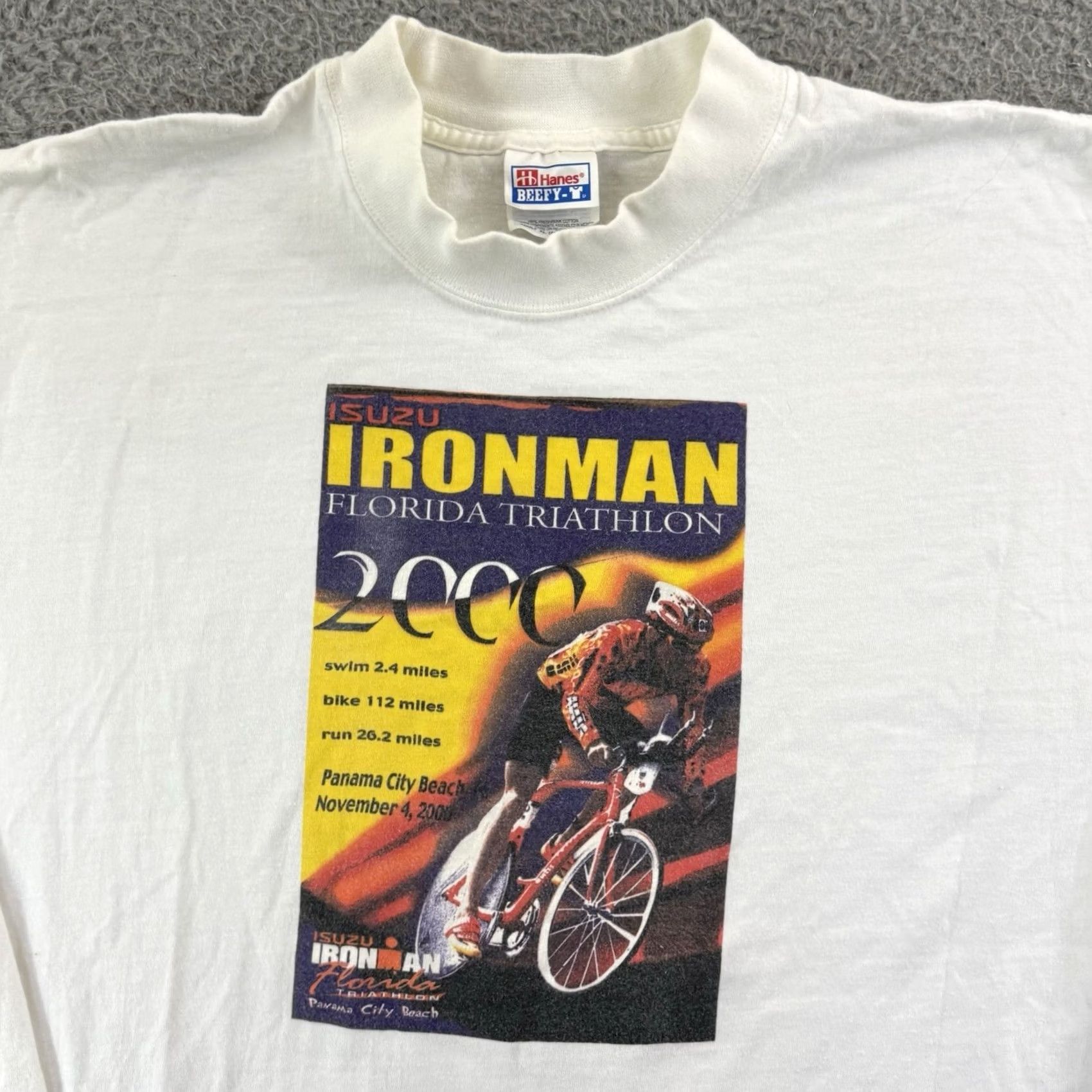 Hanes VINTAGE Hanes Beefy-T Ironman Triathlon Shirt Mens XL White Short Sleeve Crew Neck 90s USA Racing Size US XL / EU 56 / 4 - 3 Thumbnail