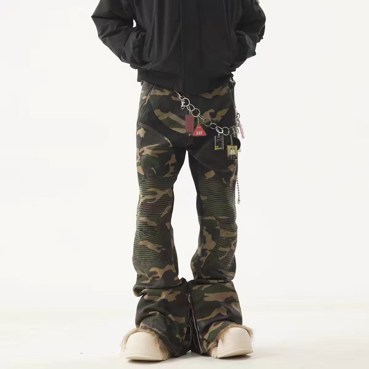 Japanese Brand × Jean Vintage patchwork coated camouflage micro flare jeans Size US 32 / EU 48 - 2 Thumbnail