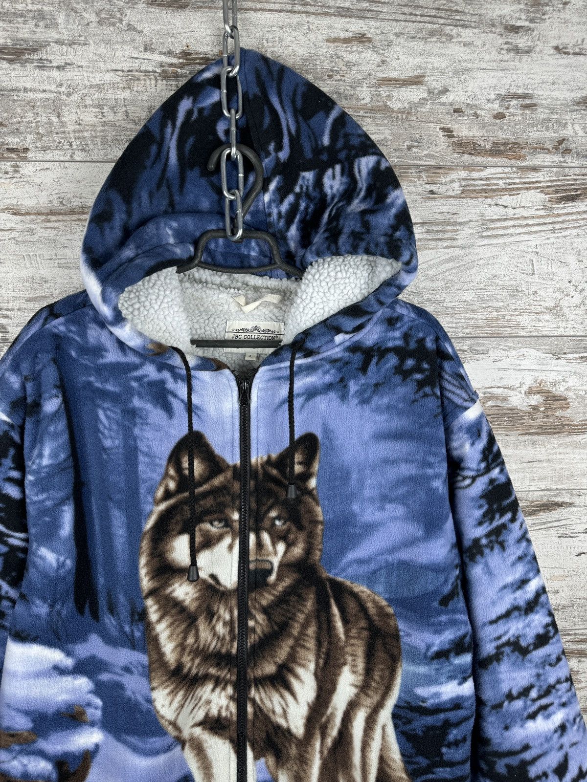 Vintage Vintage fleece Wolf Sherpa full print art animal gorpcore Size US L / EU 52-54 / 3 - 3 Thumbnail