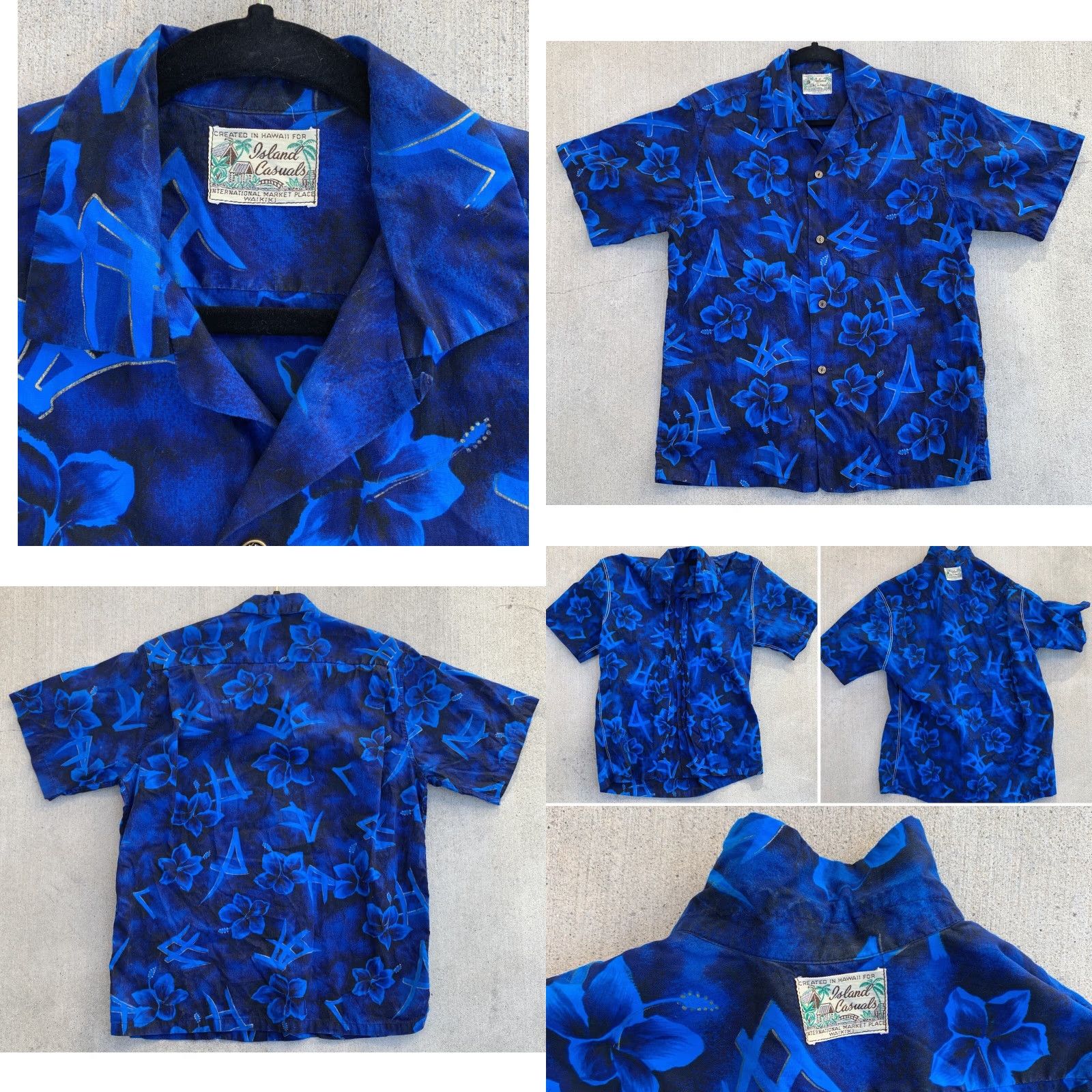 Market VINTAGE Island Casuals Hawaiian Shirt L XL Men Button-Up Short Sleeve Floral Cotton Blue Hawaii Waikiki Island Casuals International Market Place Size US L / EU 52-54 / 3 - 10 Thumbnail