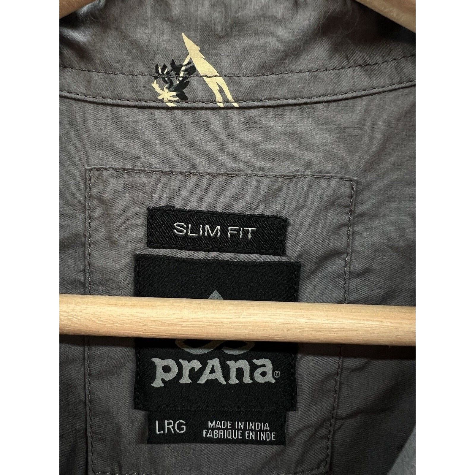Prana prAna BRODERICK Slim Shirt Gray Shark Palm Tree AOP Organic Size US L / EU 52-54 / 3 - 3 Thumbnail