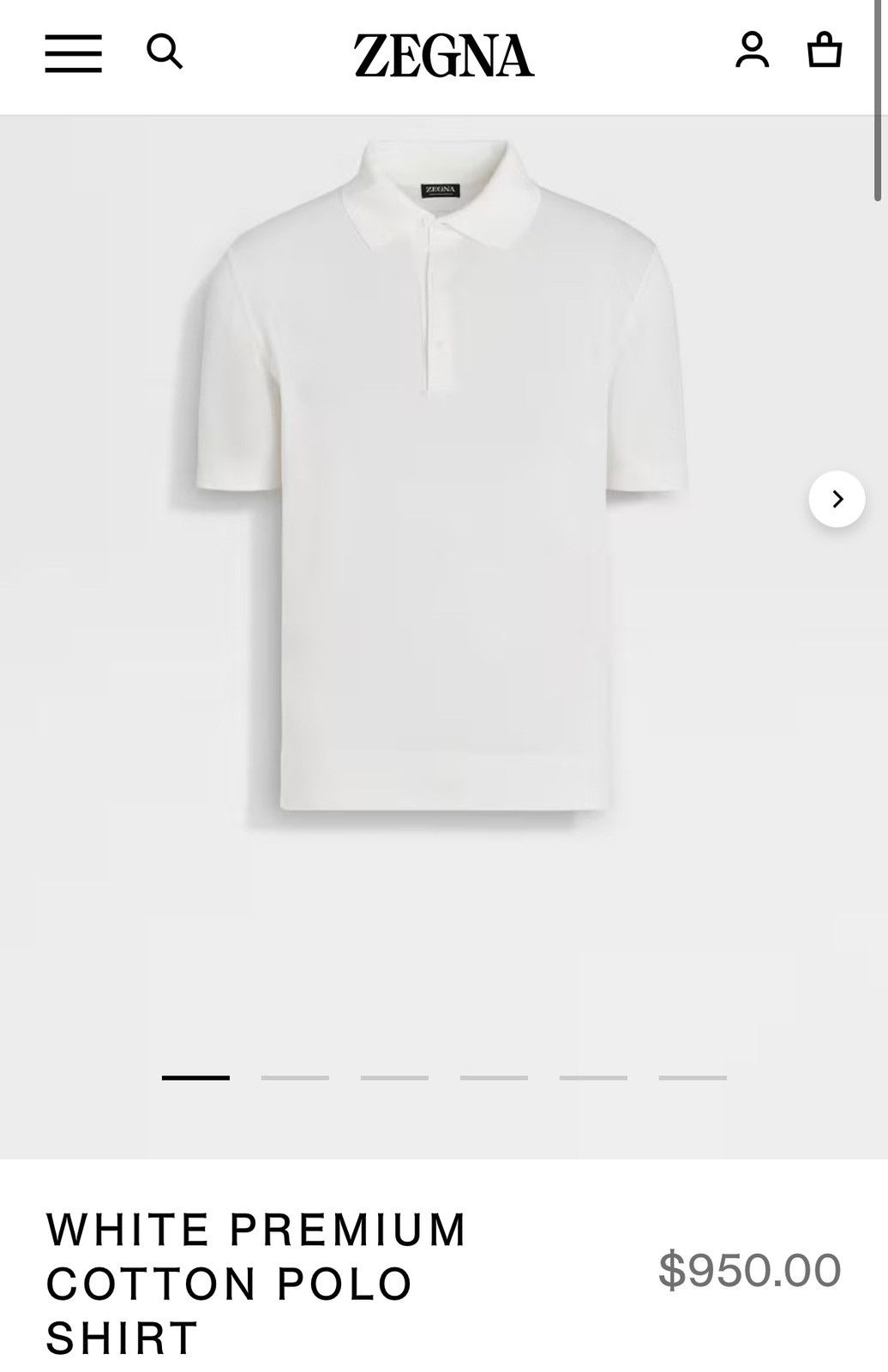 Ermenegildo Zegna White Premium Cotton Polo Shirt Size US L / EU 52-54 / 3 - 1 Thumbnail