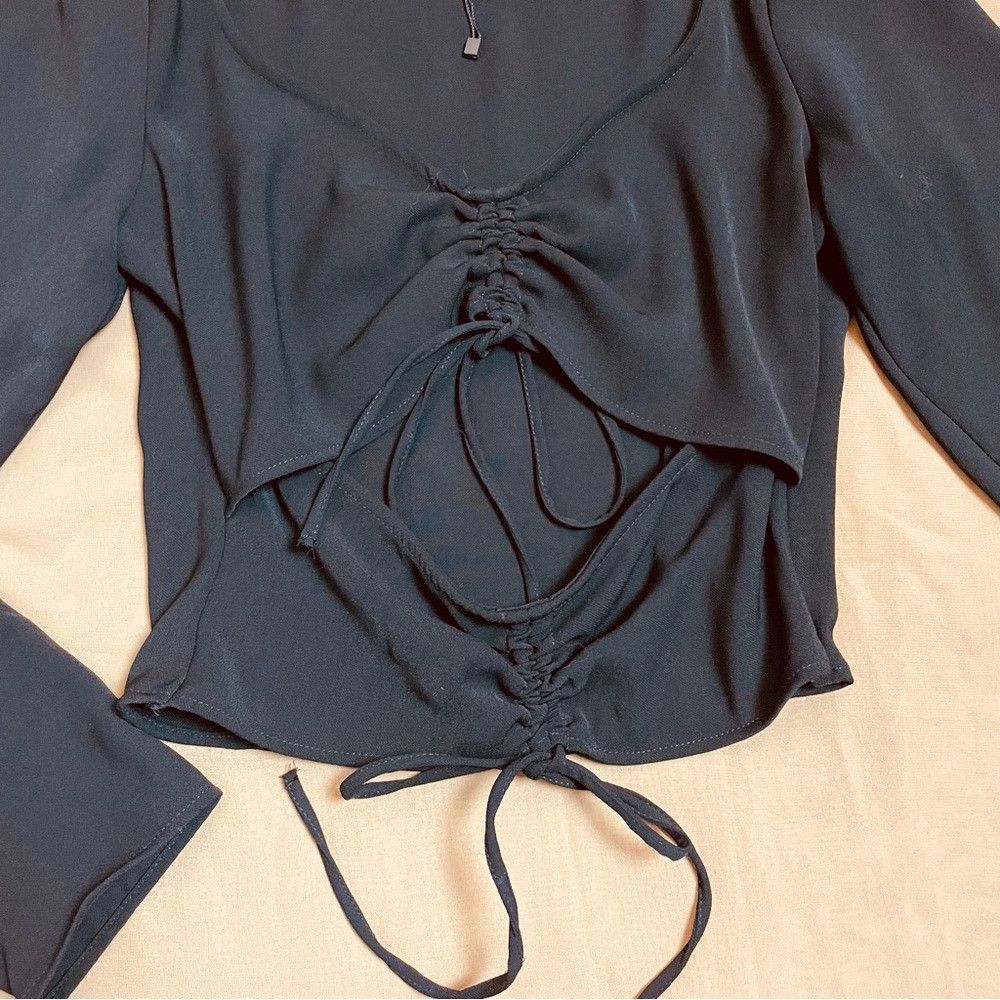 Zara New Zara Black Ruched Cut-out Top Blouse Size S Size S / US 4 / IT 40 - 9 Thumbnail