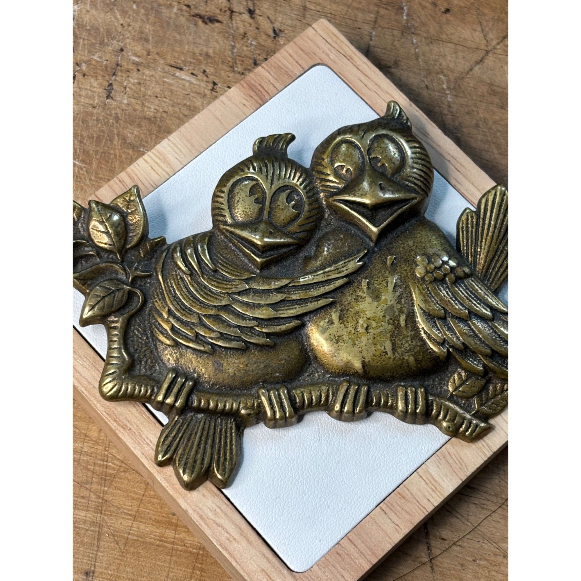 Other Vintage Solid Brass Lovebird Wall Hanging Decor 4.5" Wide Ru Size ONE SIZE - 7 Thumbnail