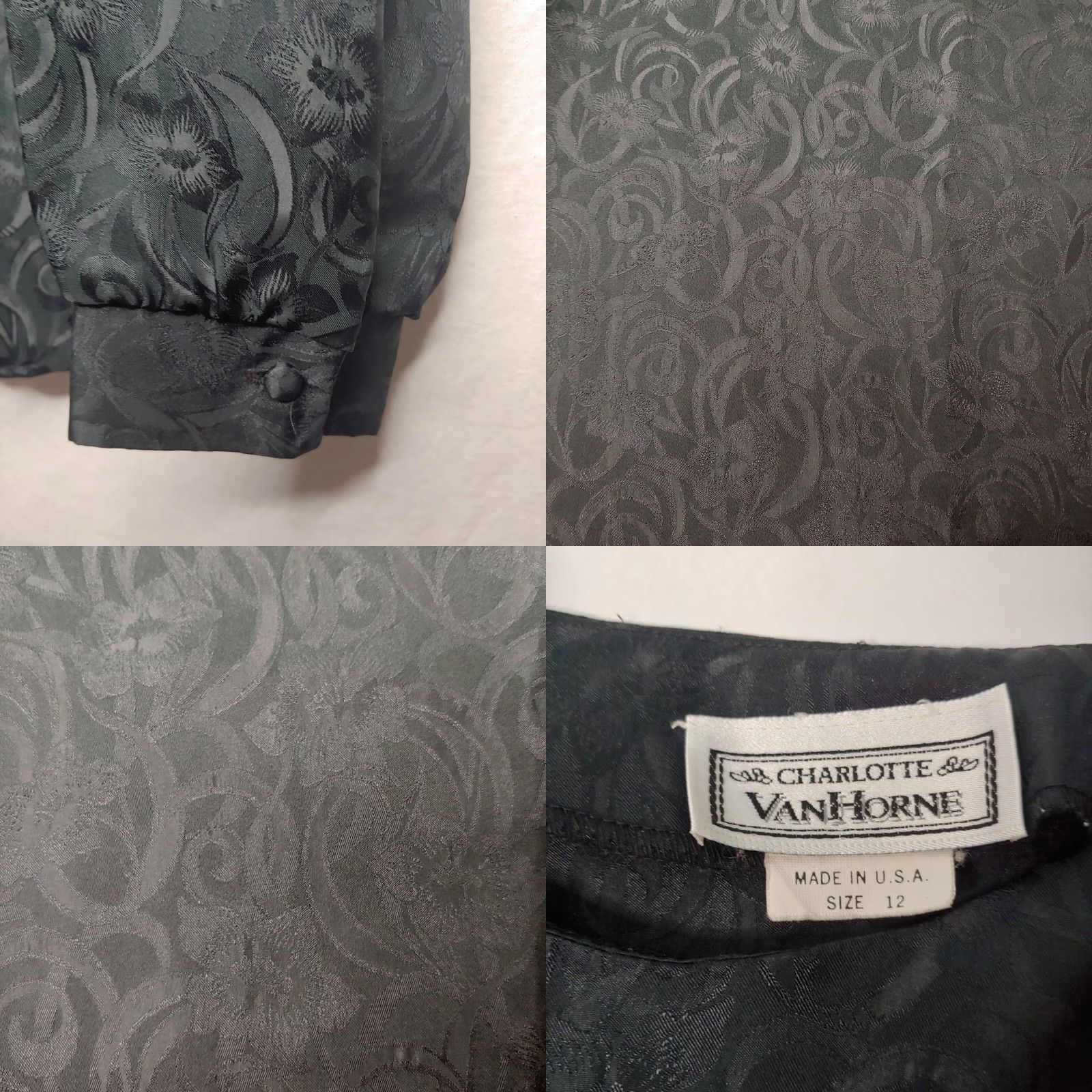 Vintage VINTAGE Charlotte Van Horne Blouse Shirt Black Floral Button Shoulder Pullover Ladies 12 Size XL / US 12-14 / IT 48-50 - 8 Thumbnail