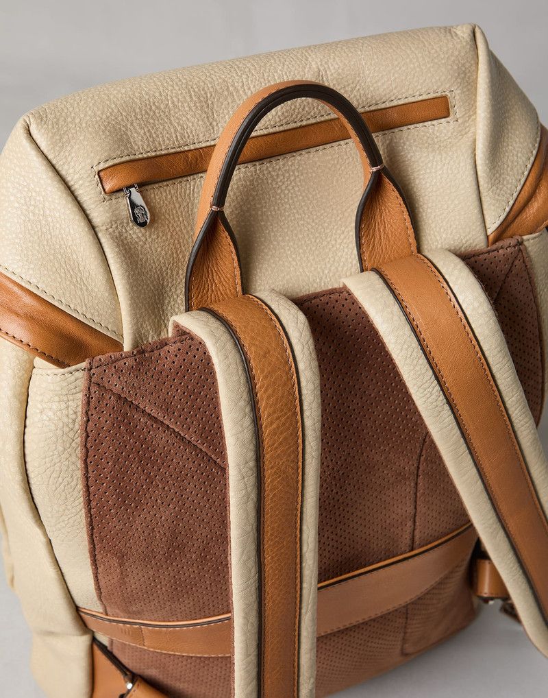 Brunello Cucinelli o1la1rc1a0326 Size:OS / Cowhide Leisure Backpack Cream/Brown Size ONE SIZE - 3 Thumbnail