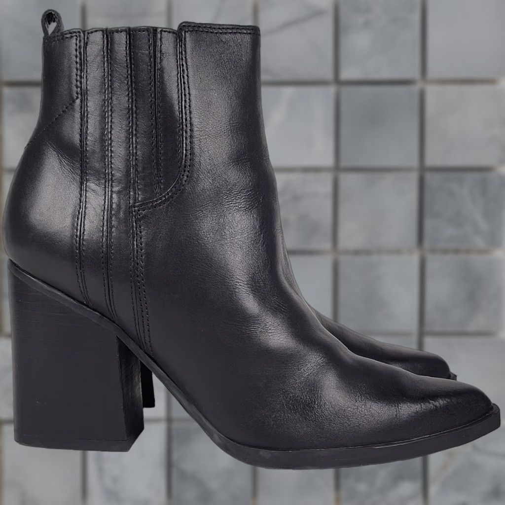 Marc Fisher Marc Fisher LTD OSHAY Black Leather Pointed Toe Bootie Women's Size 8M Size US 8 / IT 38 - 1 Thumbnail