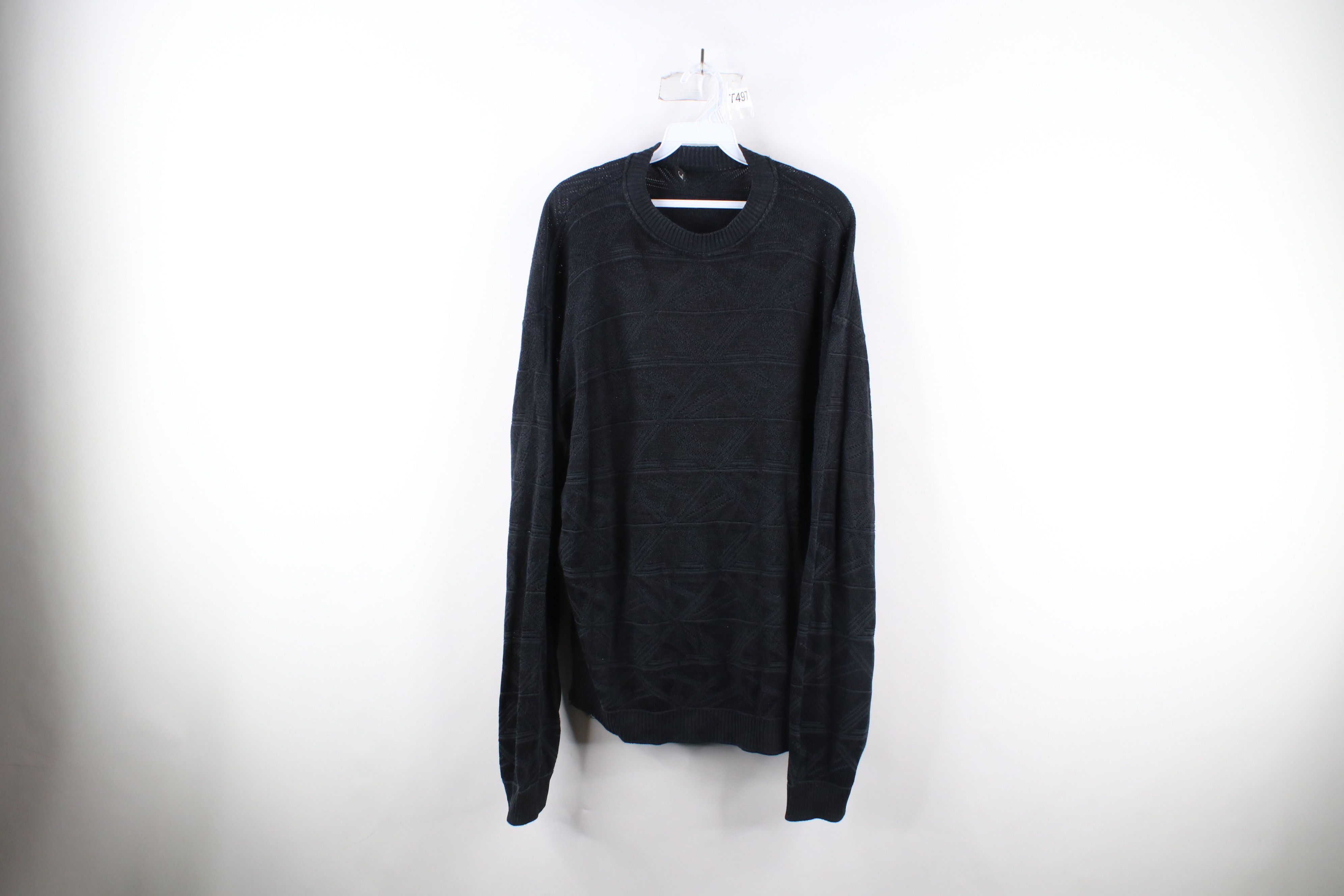 image of Vintage 90's Genelli Blend Knit Crewneck Sweater Black Usa, Men's (Size XL)