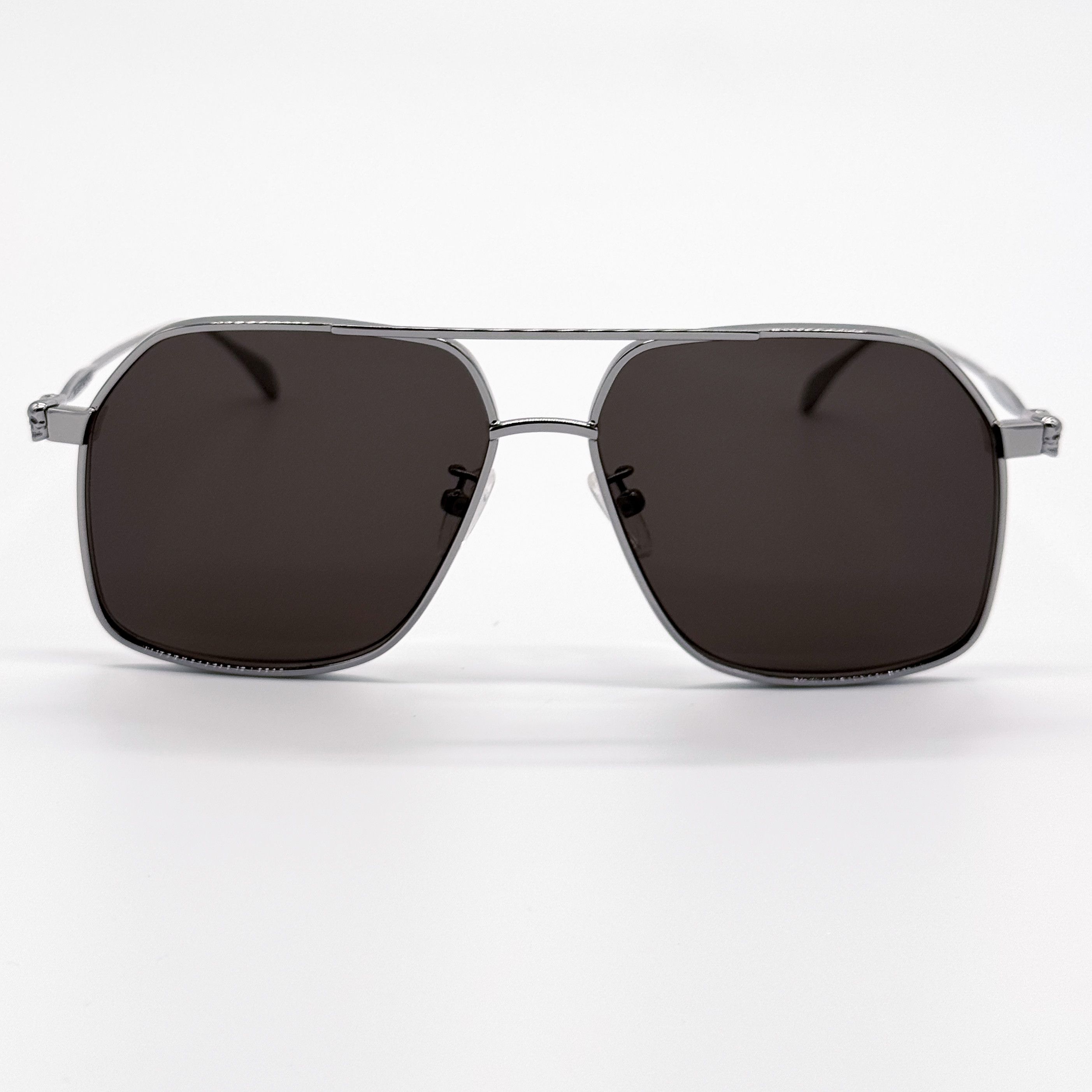 Alexander McQueen NEW ALEXANDER MCQUEEN AM0372S 001 PILOT SILVER SUNGLASSES Size ONE SIZE - 4 Thumbnail