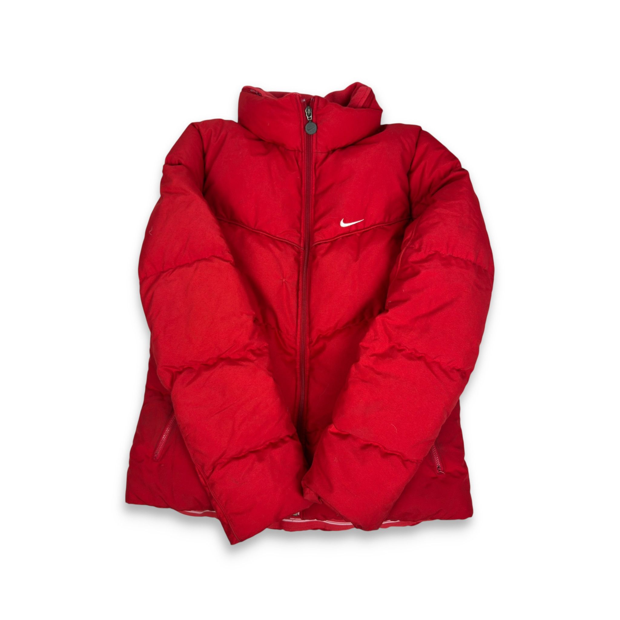 Nike Nike Women's Red White Solo Swoosh Full Zip Puffer Jacket M Size M / US 6-8 / IT 42-44 - 1 Thumbnail