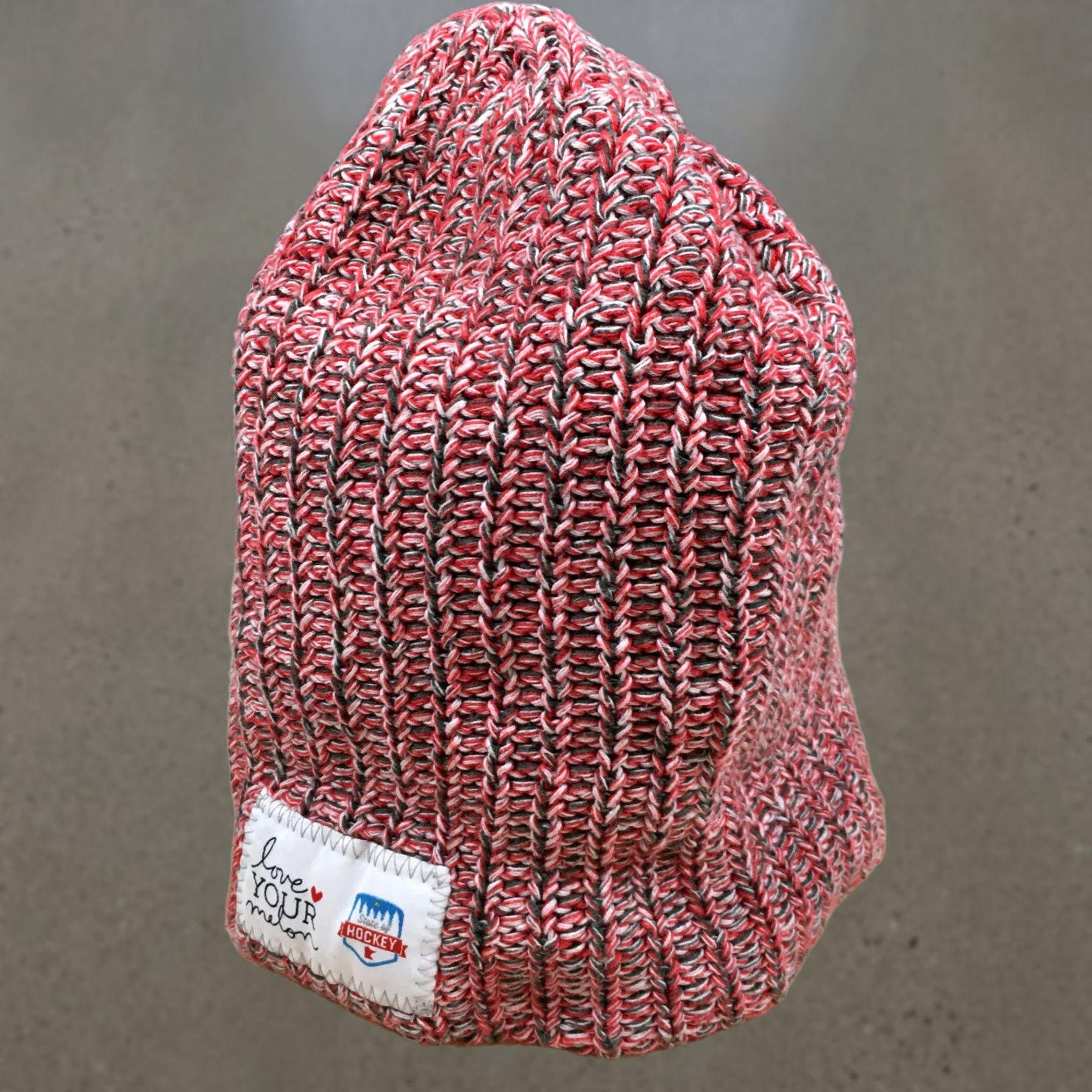 Vintage Love Your Melon Beanie Hat Womens One Size Adjustable Cotton Red Winter Size ONE SIZE - 1 Thumbnail