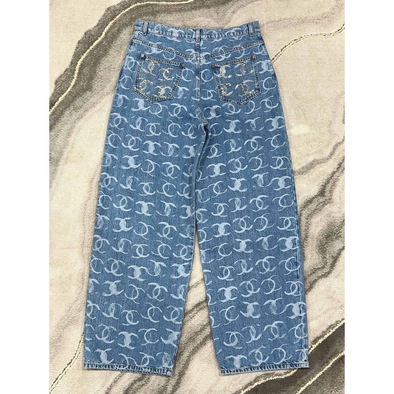 Chanel Chanel Denim White CC Print Logo Baggy Oversized Jeans 36 Size 26" / US 2 / IT 38 - 8 Thumbnail
