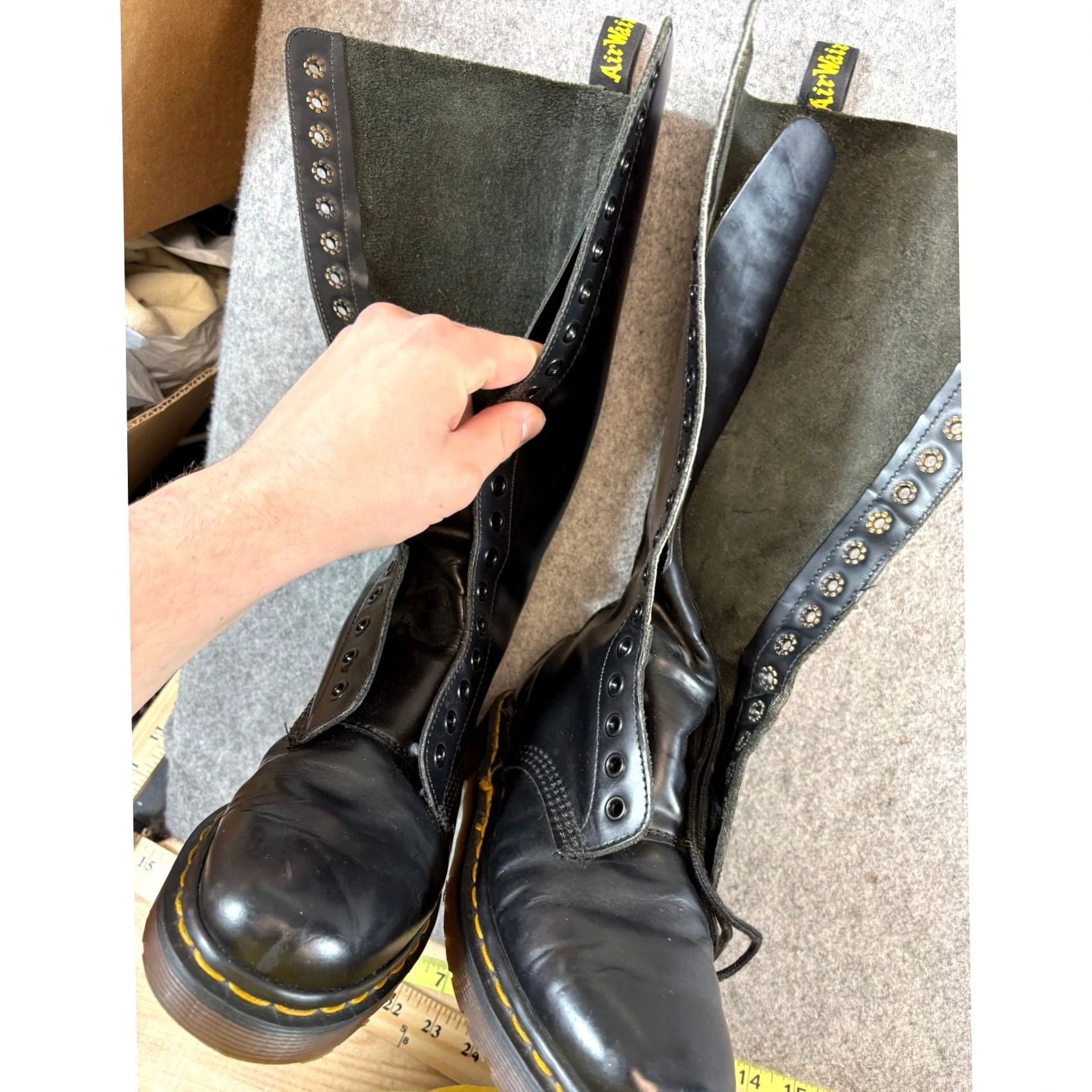 Dr. Martens VINTAGE Dr. Martens Knee High Combat Boots Womens 4 Black Leather Lace Up 20 Eyelet Boots Womens Mens Girls Size US 4 / IT 34 - 5 Thumbnail