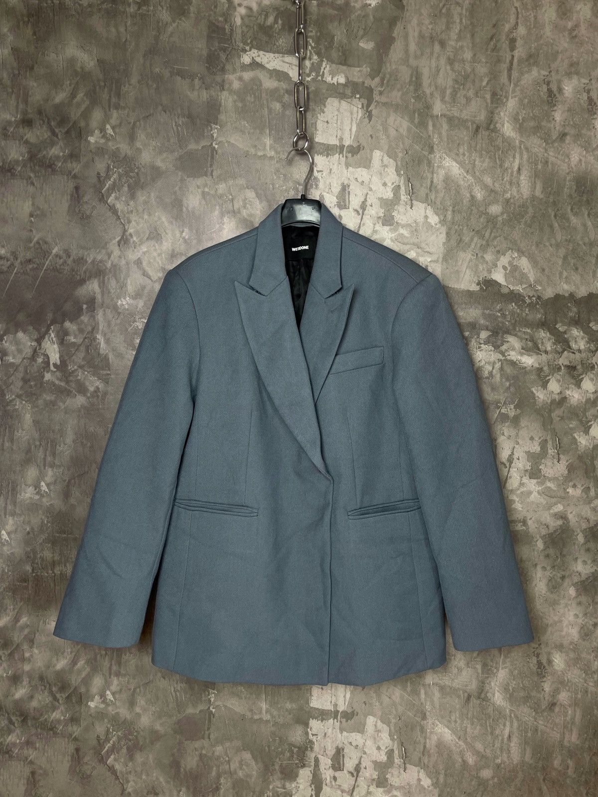 WE11DONE We11done Double Breasted Sky Blue Streetwear Y2K Logo blazer Size 40R - 2 Thumbnail