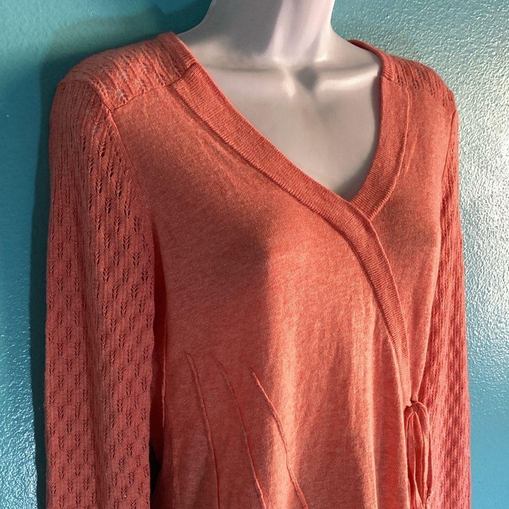 Anthropologie Rosie Neira Anthropologie Size S Peach Knit Sweater Faux Tie Size S / US 4 / IT 40 - 9 Thumbnail