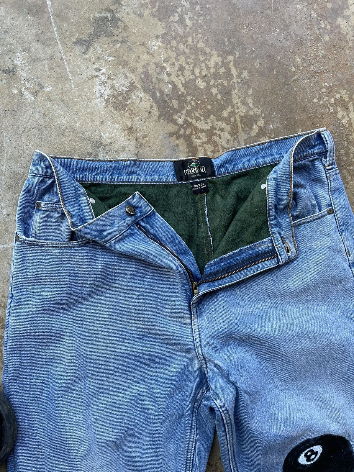 Redhead Vintage Stussy Baggy Jeans 8 ball Custom Made Size US 35 - 6 Thumbnail