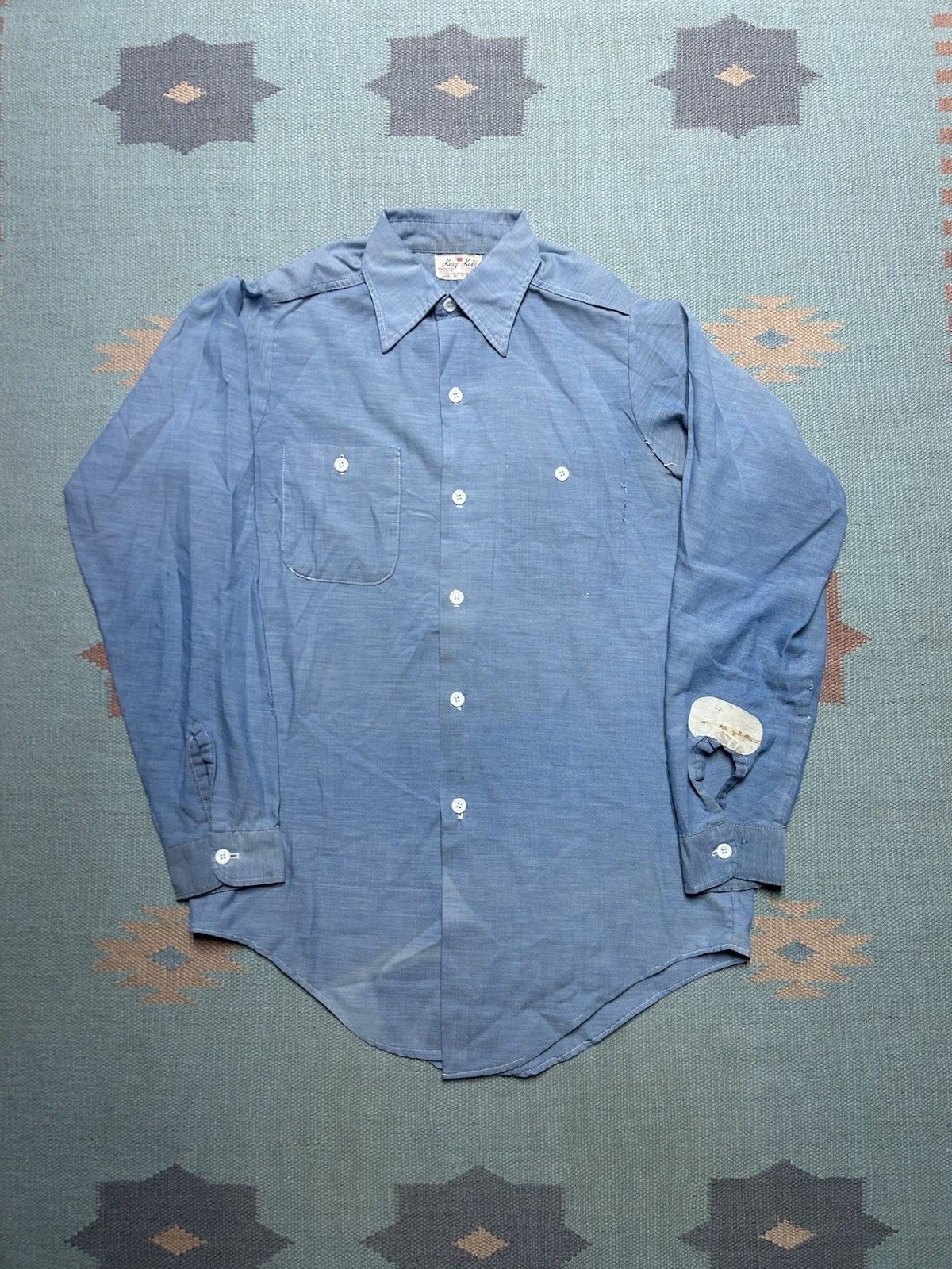Vintage Vtg 1970s chambray work shirt King Kole distressed AS IS M Size US M / EU 48-50 / 2 - 1 Thumbnail