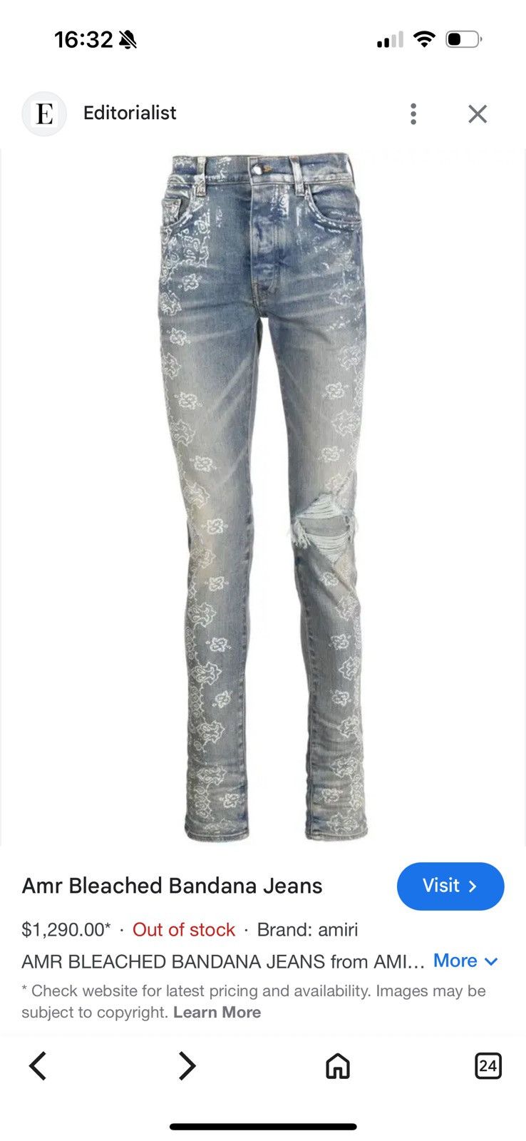 Amiri AMIRI jeans STUDY REAL TAPE MEASUREMENTS BY TAPE IN PHOTOS Size US 32 / EU 48 - 19 Thumbnail