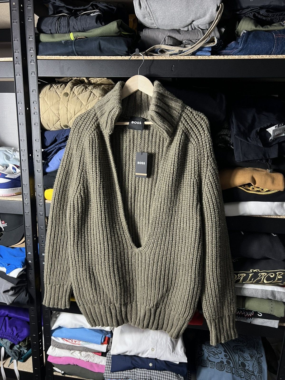 Hugo Boss RRP 520$ NWT Boss Luxury Wool Chunky Knit Sweater Green Size US M / EU 48-50 / 2 - 1 Thumbnail