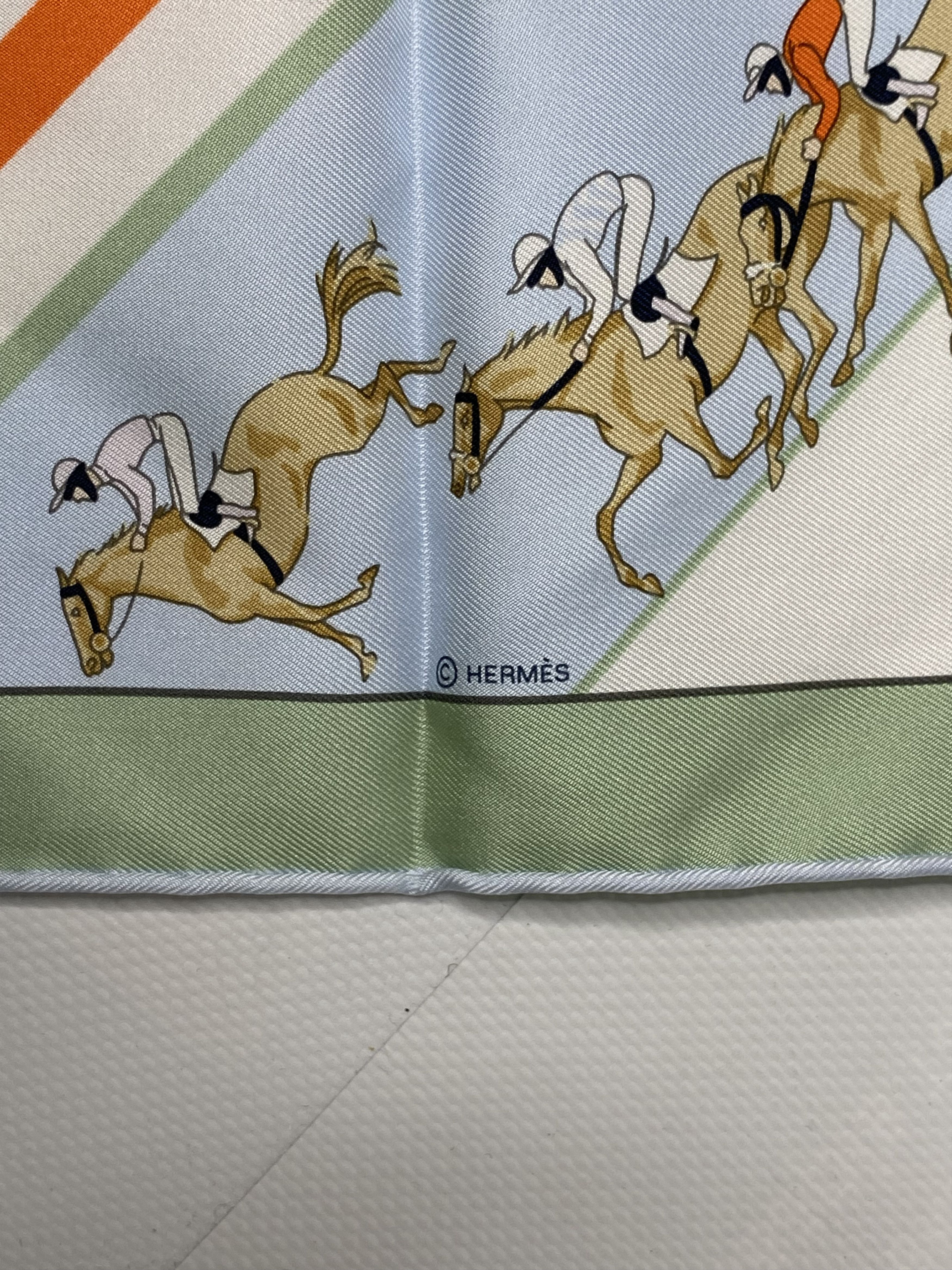 Hermes × Vintage HERMÈS HERMES LES COURSES SCARF 100% SILK Size ONE SIZE - 4 Thumbnail