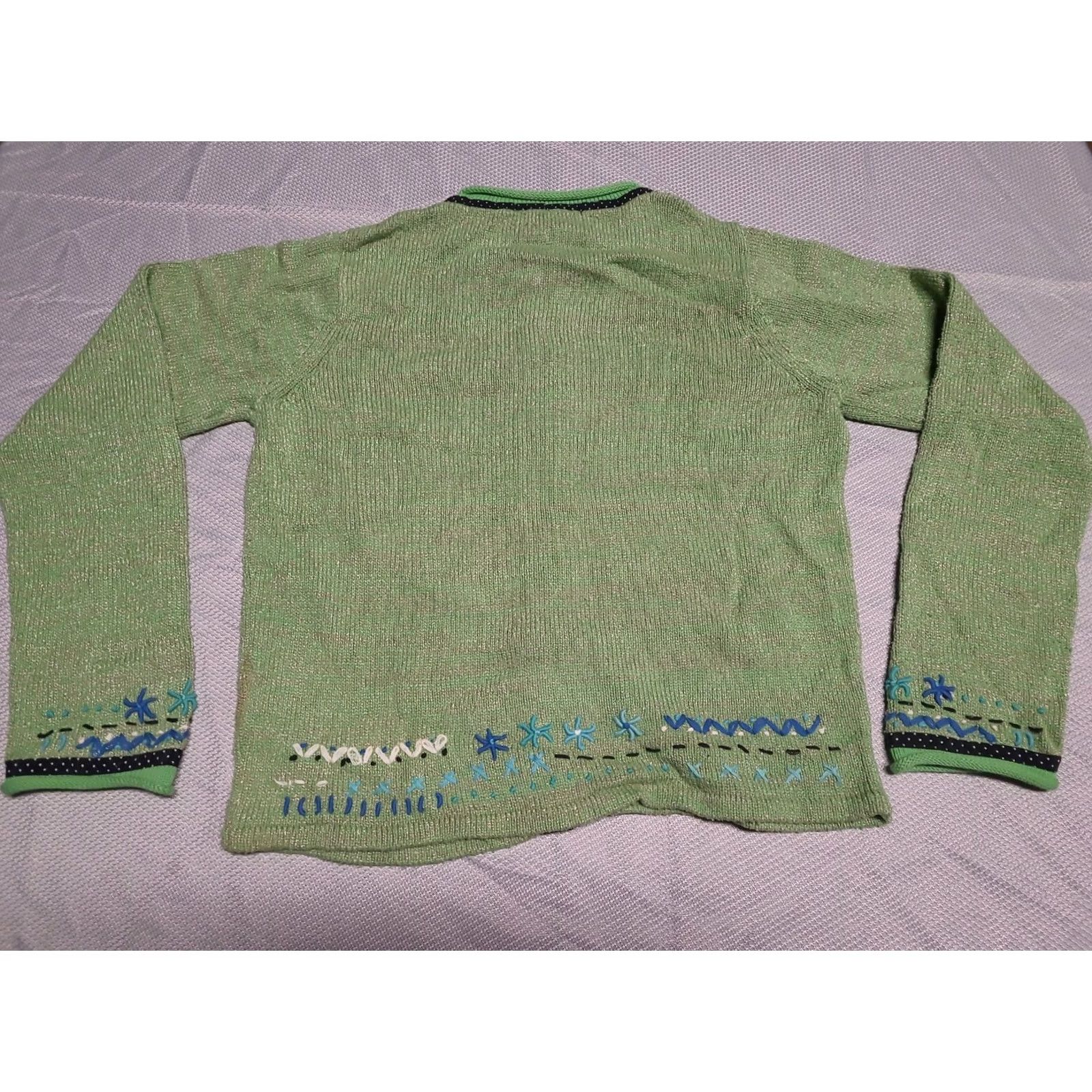 Vintage VTG Icelandic Design Cardigan Sweater Womens S Green Silk Cotton Knit Fair Isle Button Knitwear Buttoned Long Sleeve NWT Size S / US 4 / IT 40 - 6 Thumbnail