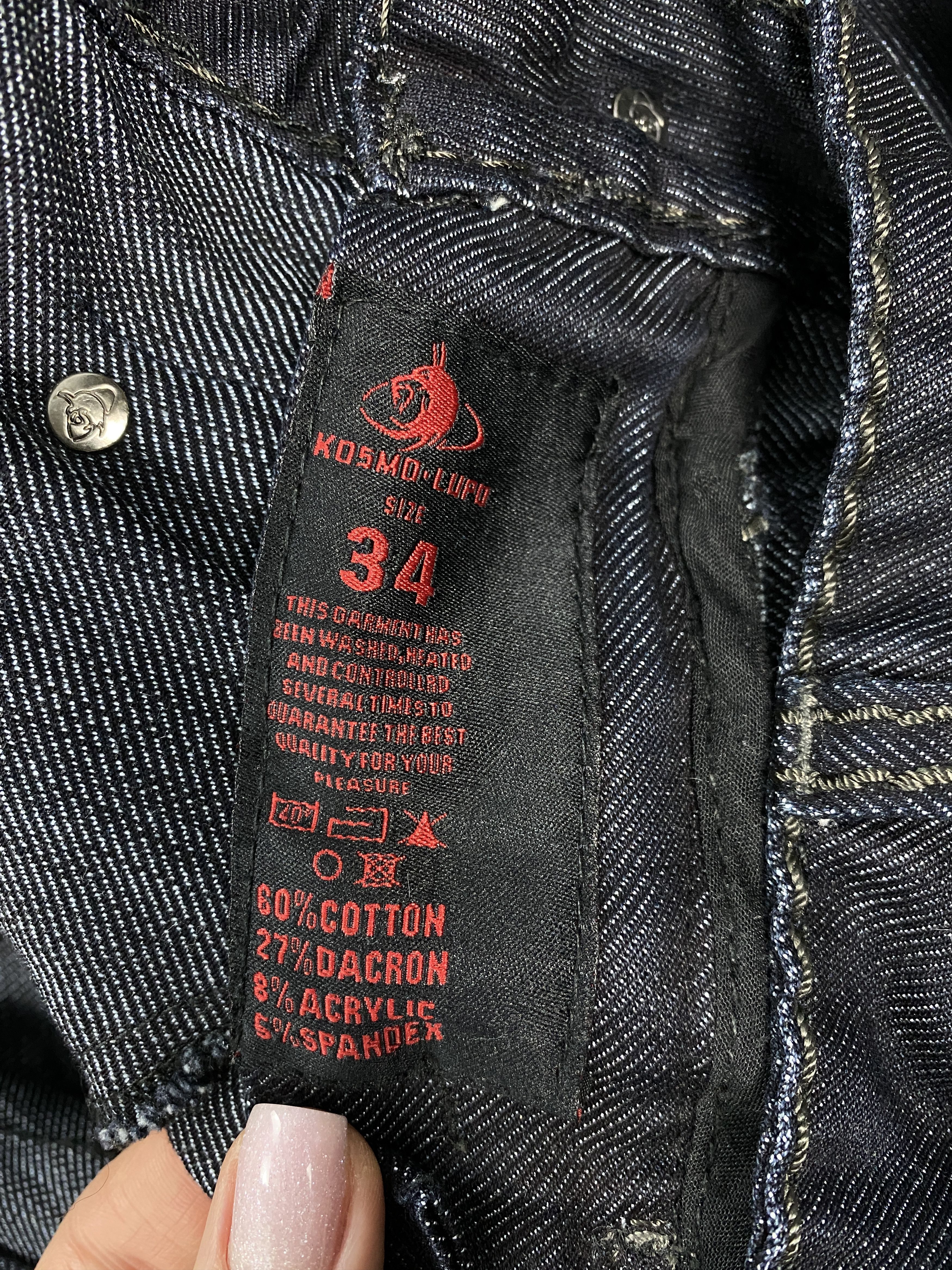 Japanese Brand K&M Kosmo Lupo Vintage Mini Logo Jeans Denim Pants Size US 34 / EU 50 - 5 Thumbnail