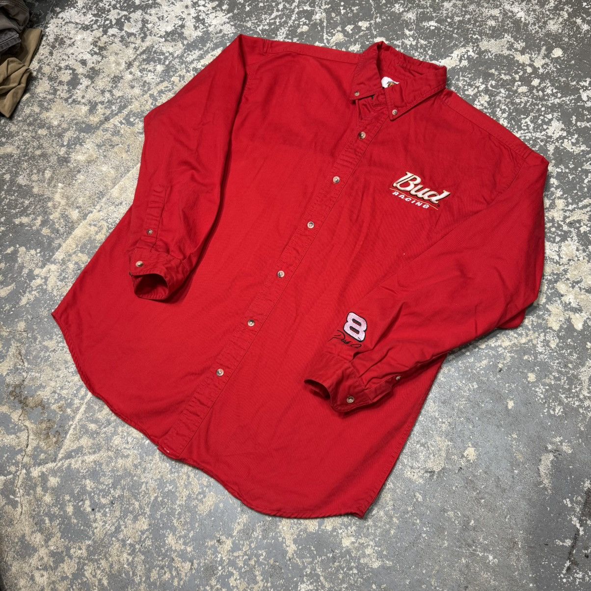 NASCAR Vintage Budweiser Racing Red Botton Up Nascar Shirt Size US XL / EU 56 / 4 - 11 Thumbnail