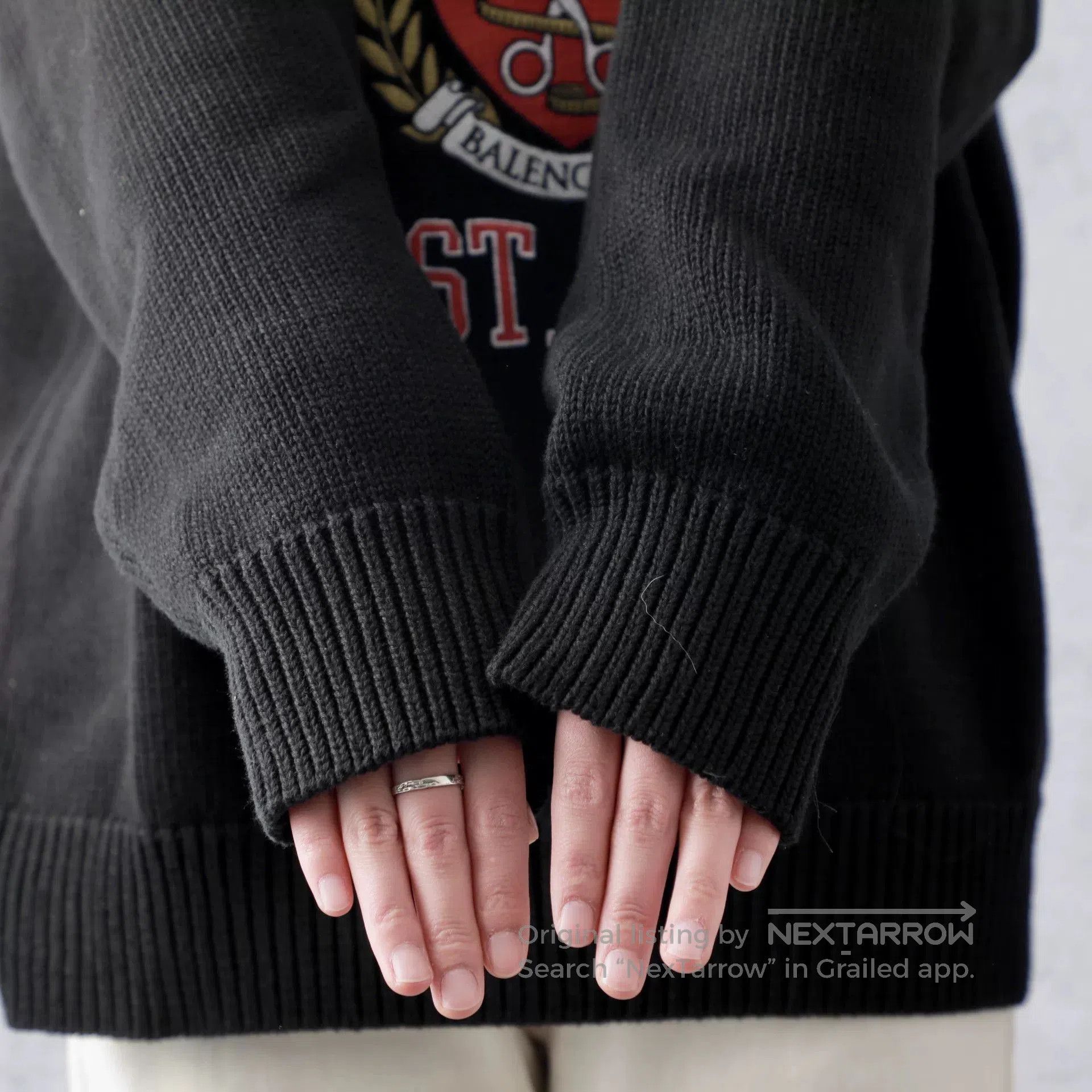 Balenciaga Balenciaga Black Scissors Wheat Embroidery Sweater. Size M / US 6-8 / IT 42-44 - 6 Thumbnail
