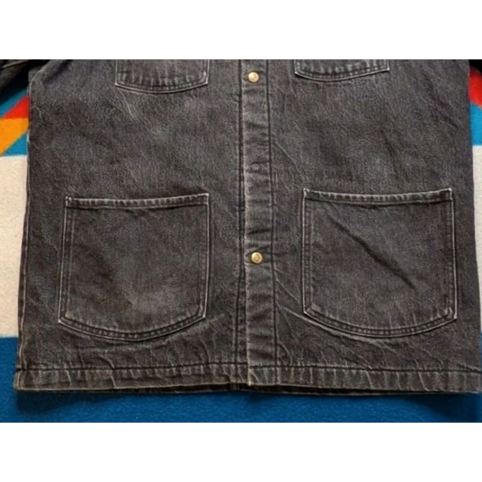 Ben Davis VINTAGE Ben Davis Jacket Blanket Lined Denim USA Chore Faded Black Large Mens Jacket/Coat Size US L / EU 52-54 / 3 - 6 Thumbnail