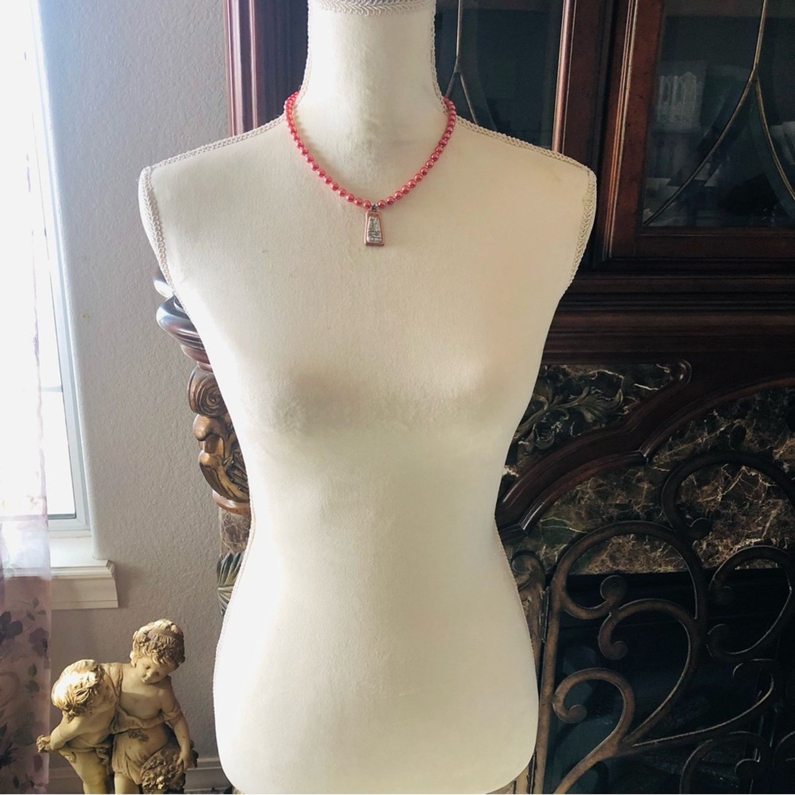 Handmade Handcrafted repurpose petroglyph style Pearl necklace Size ONE SIZE - 7 Thumbnail